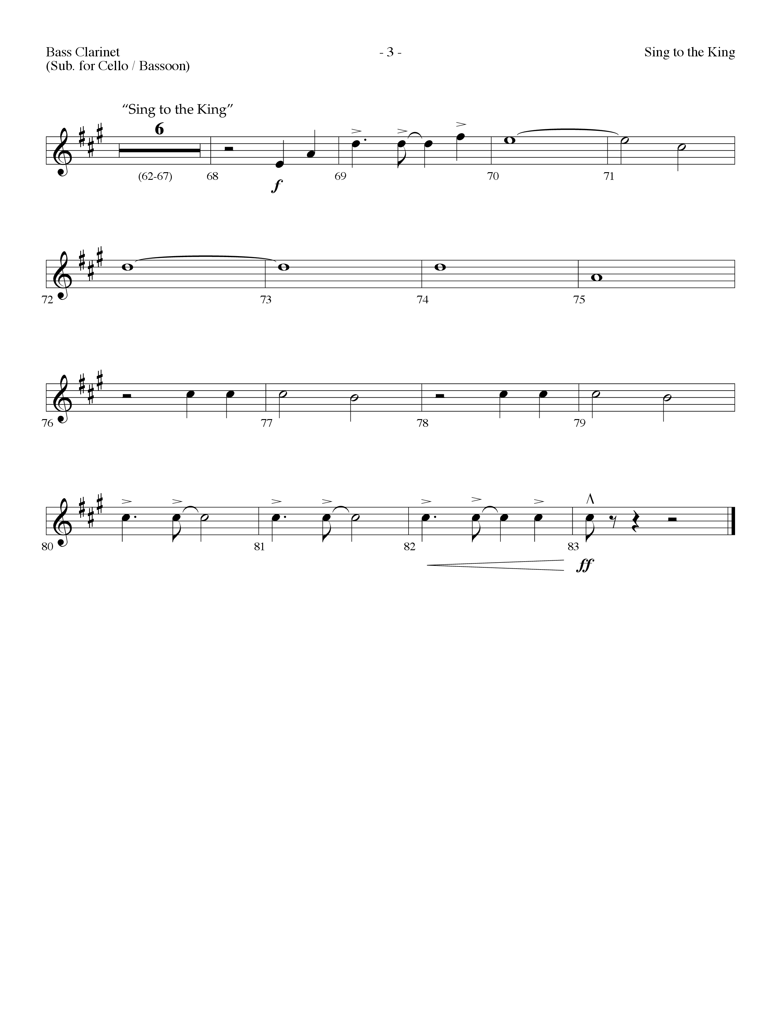 Sing To The King (with I Will Sing Of My Redeemer) (Choral Anthem SATB) Bass Clarinet (Lifeway Choral / Arr. Dennis Allen)