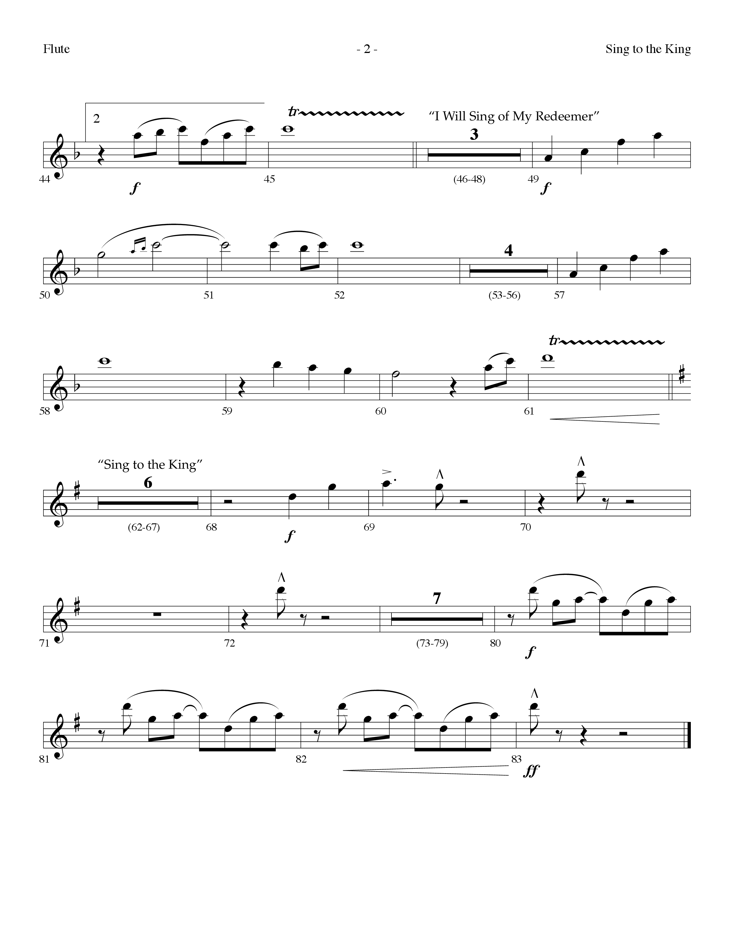 Sing To The King (with I Will Sing Of My Redeemer) (Choral Anthem SATB) Flute (Lifeway Choral / Arr. Dennis Allen)