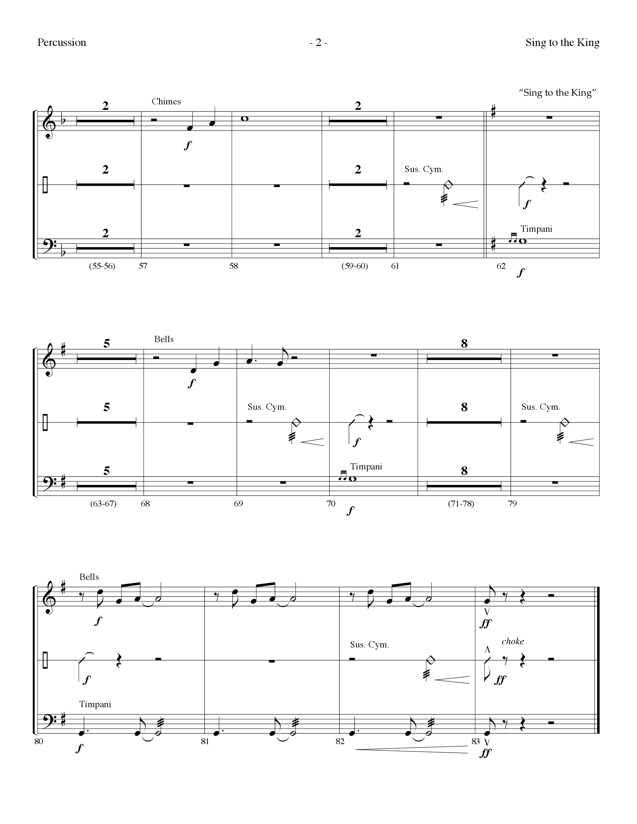Sing To The King (with I Will Sing Of My Redeemer) (Choral Anthem SATB) Percussion (Lifeway Choral / Arr. Dennis Allen)