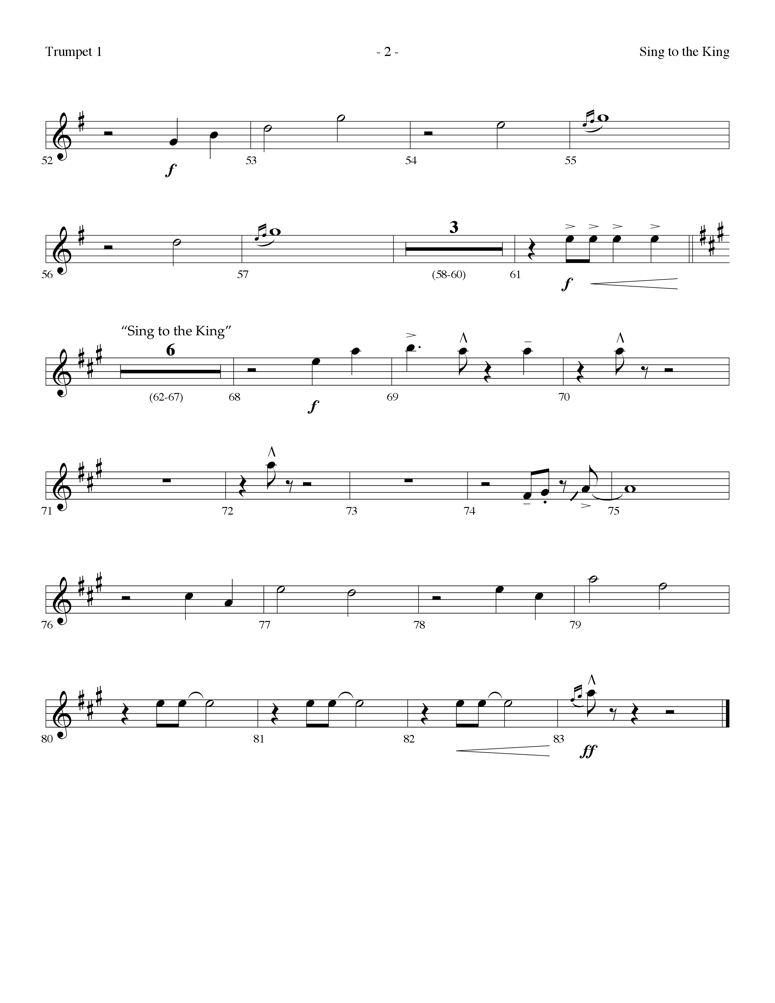 Sing To The King (with I Will Sing Of My Redeemer) (Choral Anthem SATB) Trumpet 1 (Lifeway Choral / Arr. Dennis Allen)