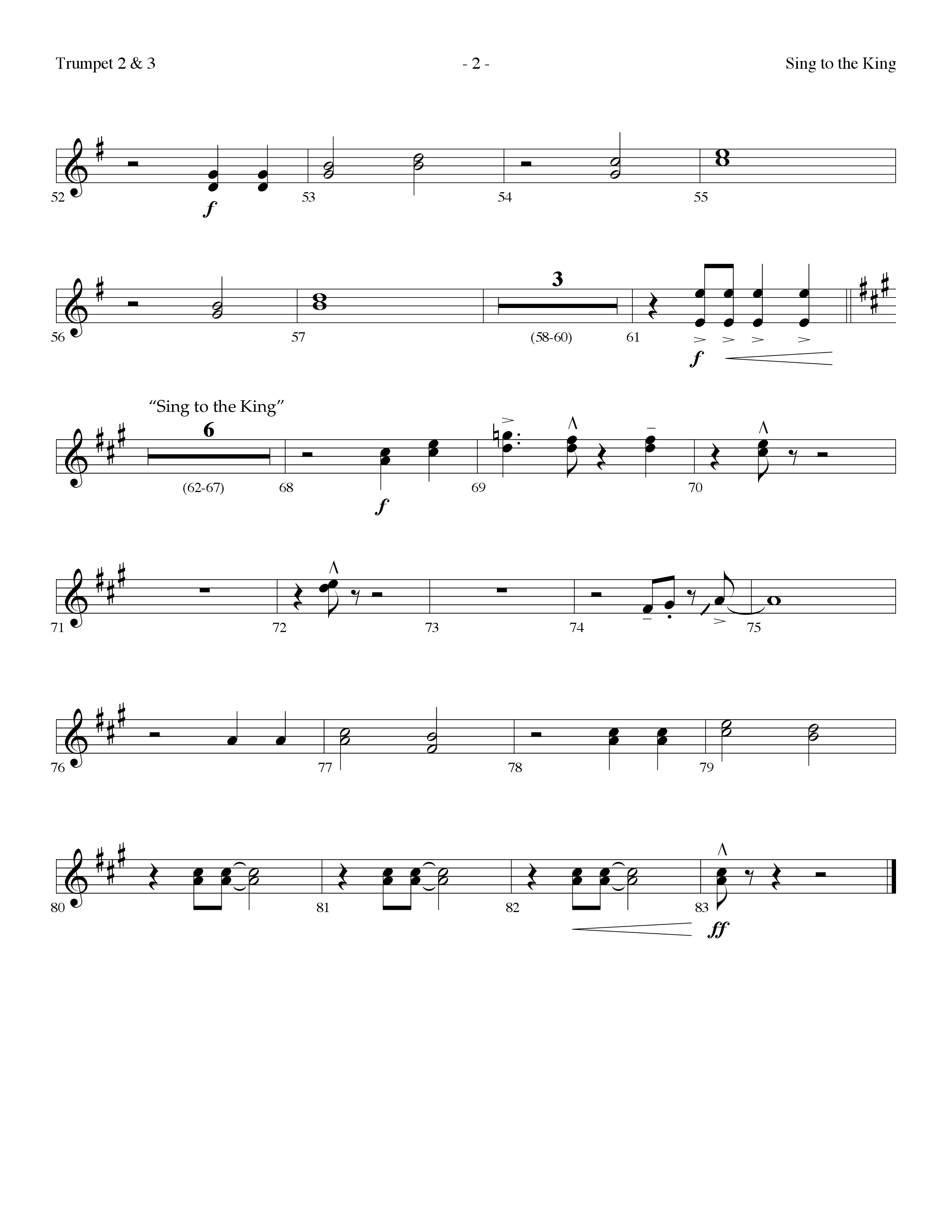 Sing To The King (with I Will Sing Of My Redeemer) (Choral Anthem SATB) Trumpet 2/3 (Lifeway Choral / Arr. Dennis Allen)
