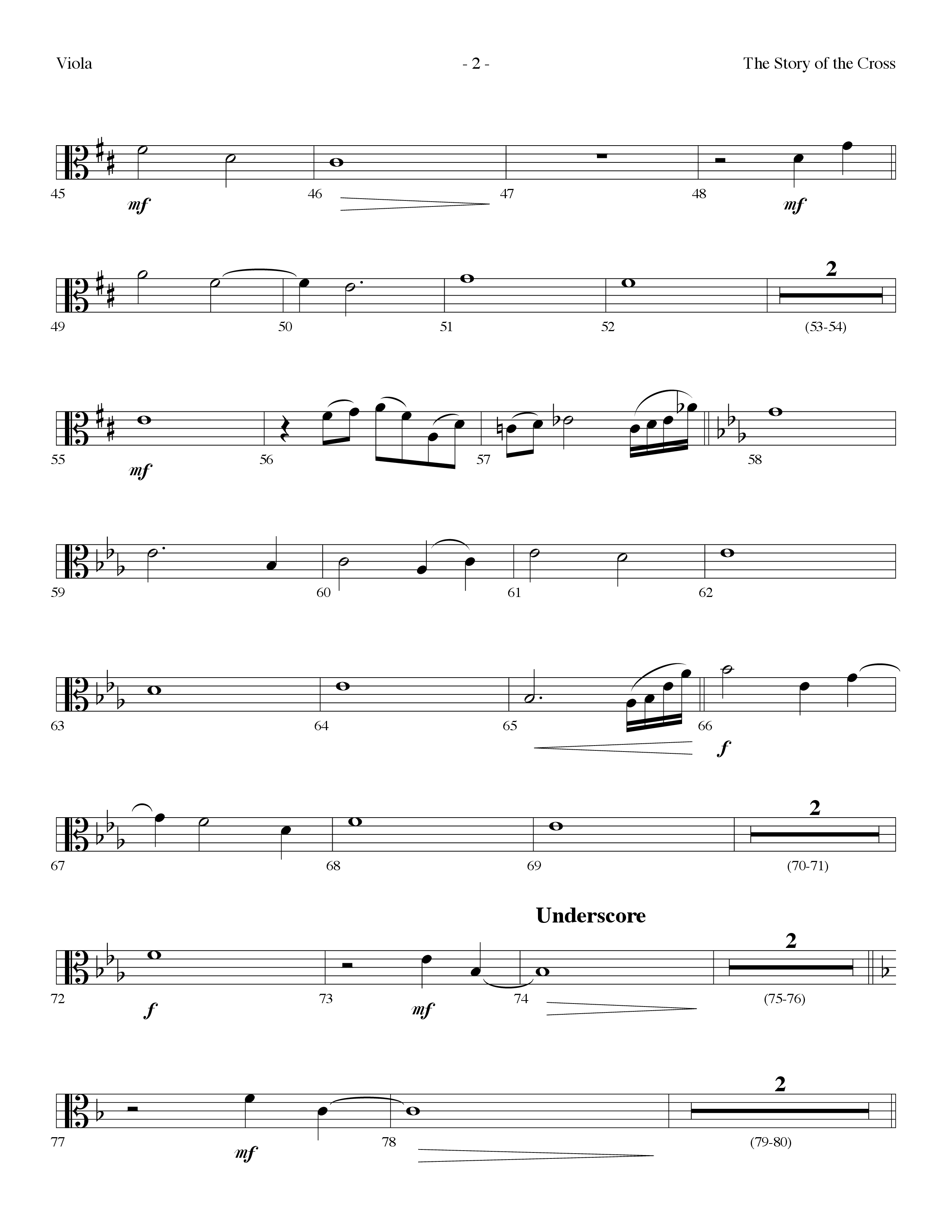 The Story Of The Cross (with I Stand Amazed In The Presence, At The Cross, Down At The Cross) (Choral Anthem SATB) Viola (Lifeway Choral / Arr. Dennis Allen)