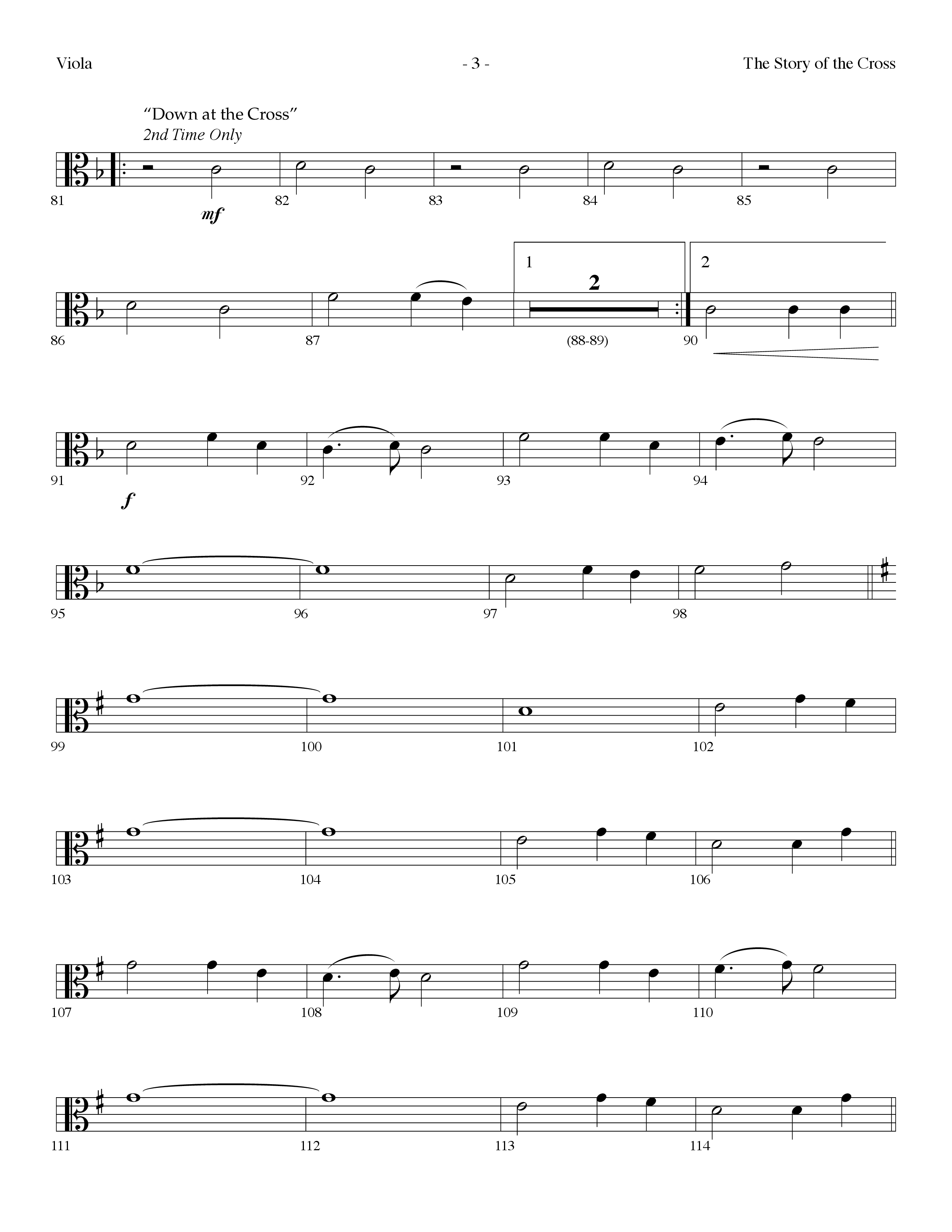 The Story Of The Cross (with I Stand Amazed In The Presence, At The Cross, Down At The Cross) (Choral Anthem SATB) Viola (Lifeway Choral / Arr. Dennis Allen)
