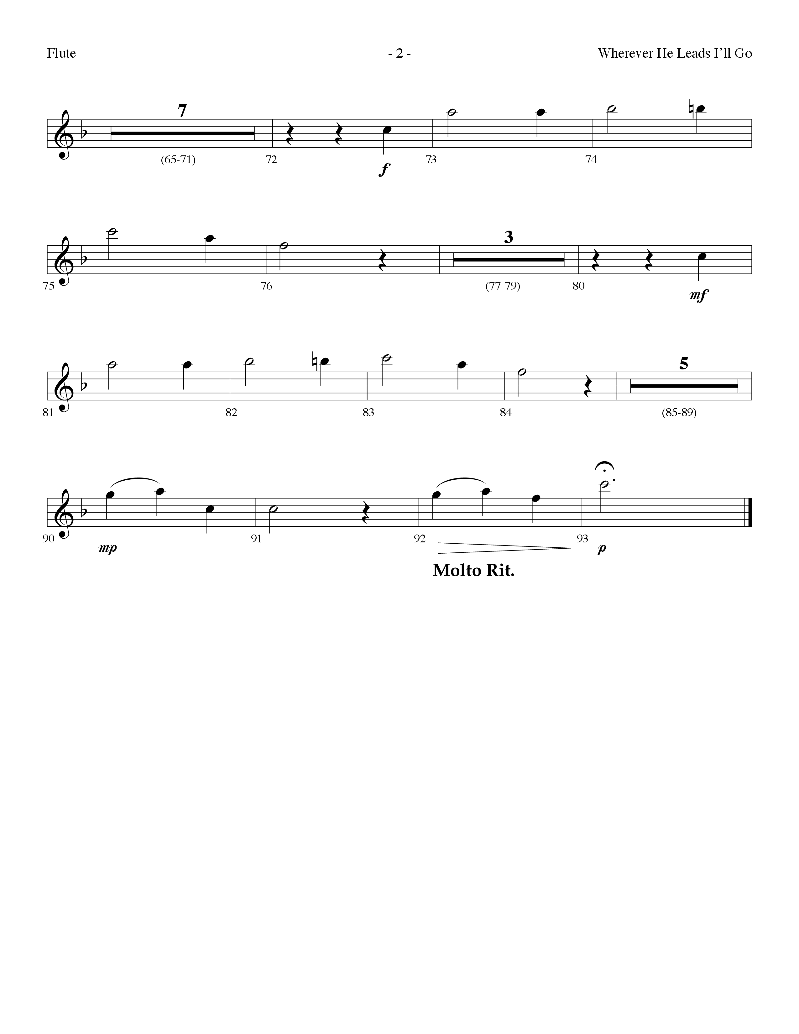 Wherever He Leads I'll Go (Choral Anthem SATB) Flute (Lifeway Choral / Arr. Dennis Allen)