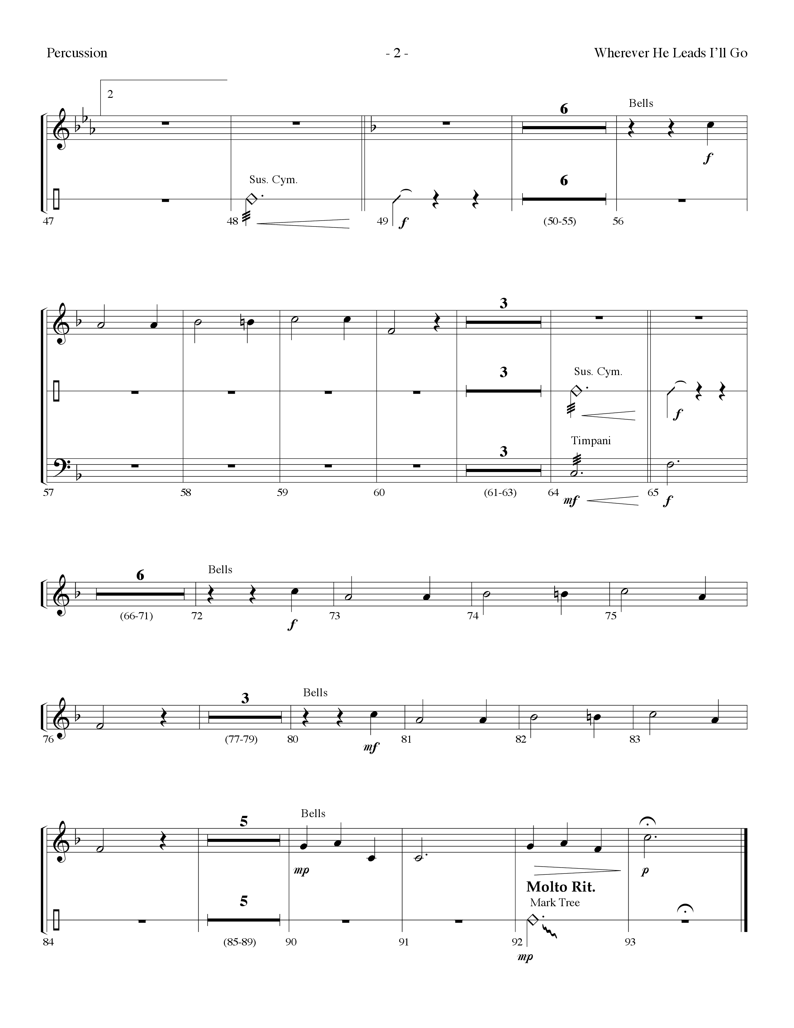 Wherever He Leads I'll Go (Choral Anthem SATB) Percussion (Lifeway Choral / Arr. Dennis Allen)