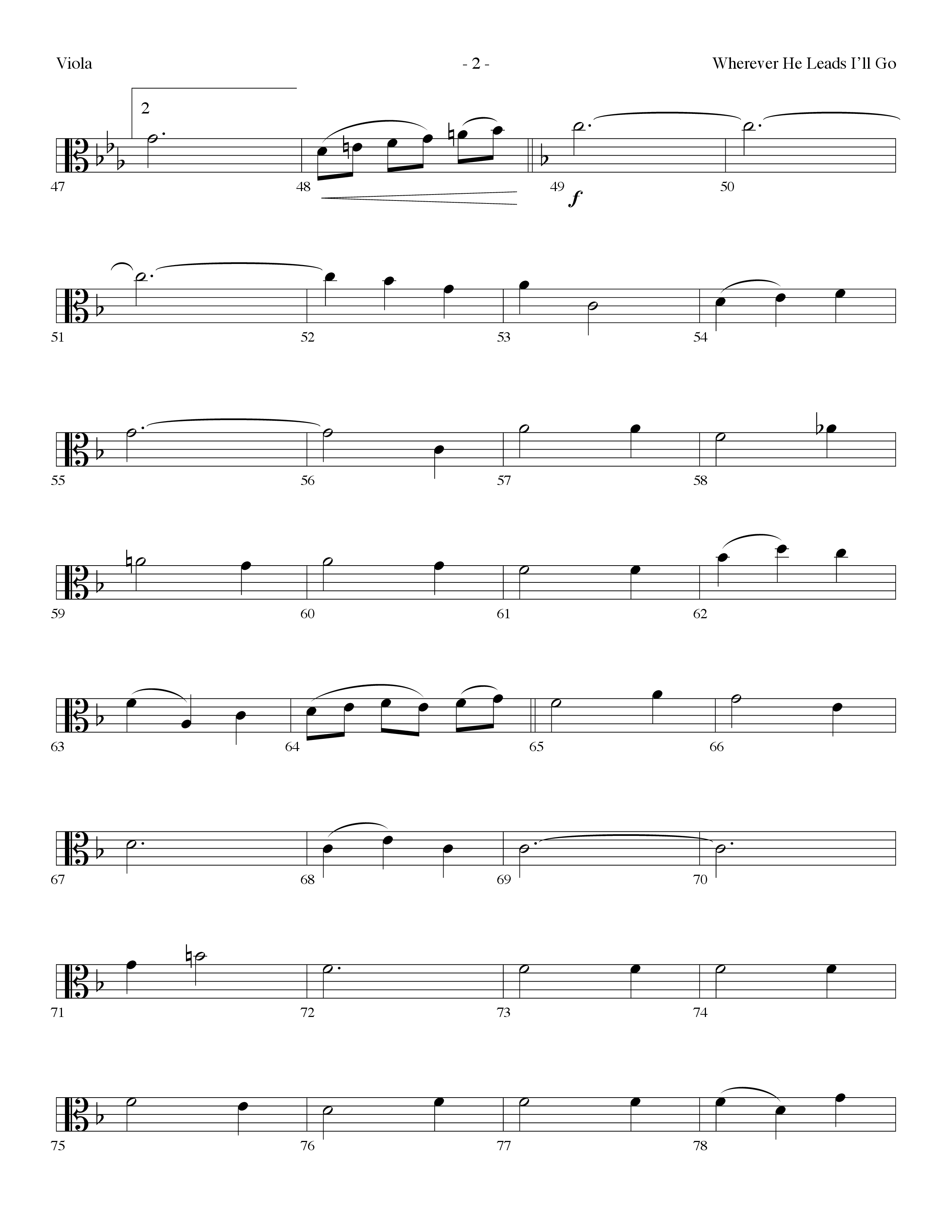 Wherever He Leads I'll Go (Choral Anthem SATB) Viola (Lifeway Choral / Arr. Dennis Allen)