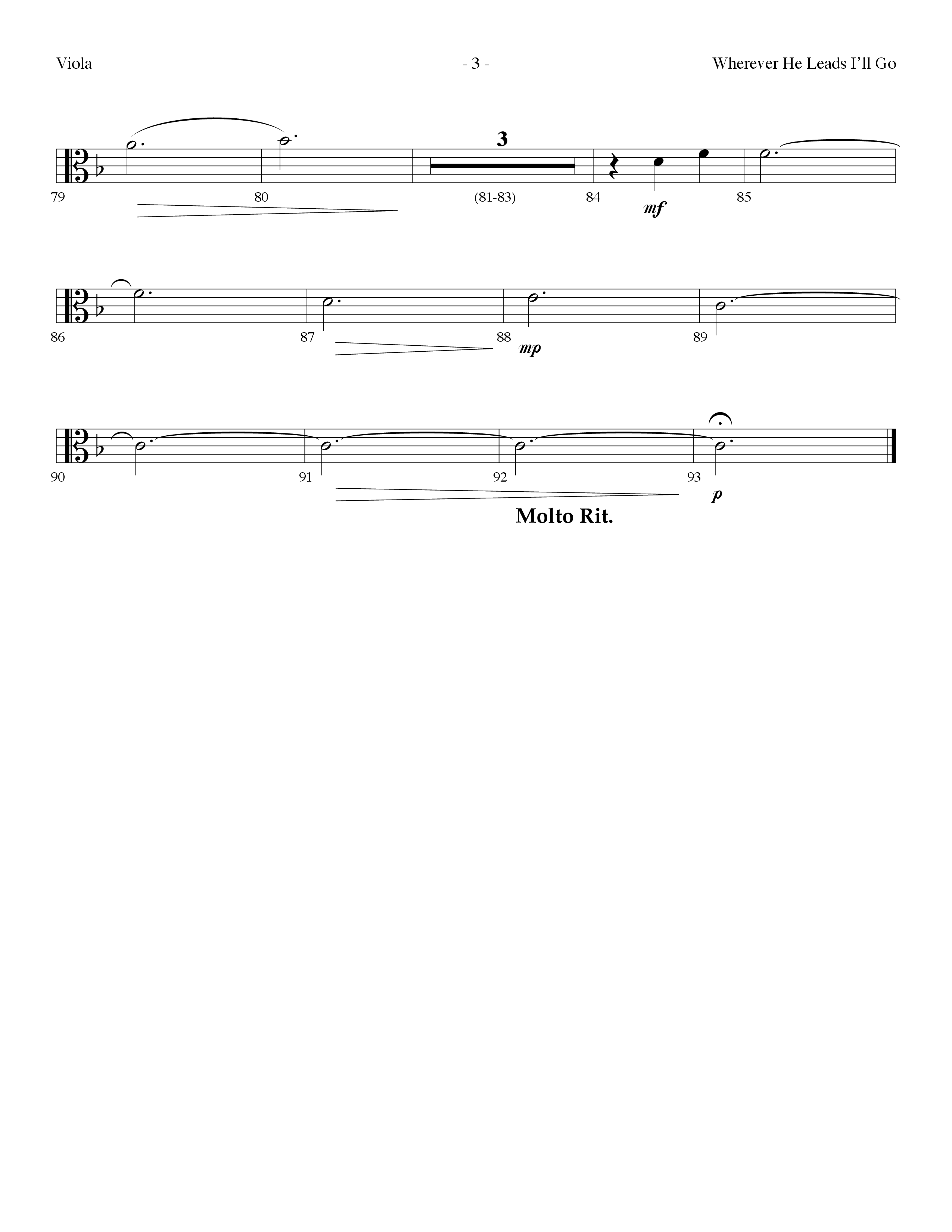 Wherever He Leads I'll Go (Choral Anthem SATB) Viola (Lifeway Choral / Arr. Dennis Allen)