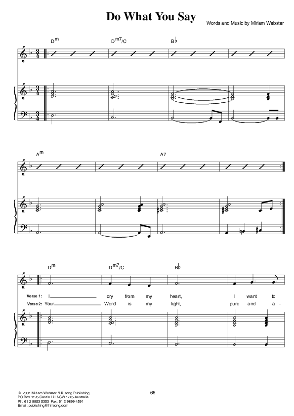 Do What You Say Piano/Vocal & Lead (Hillsong Worship)