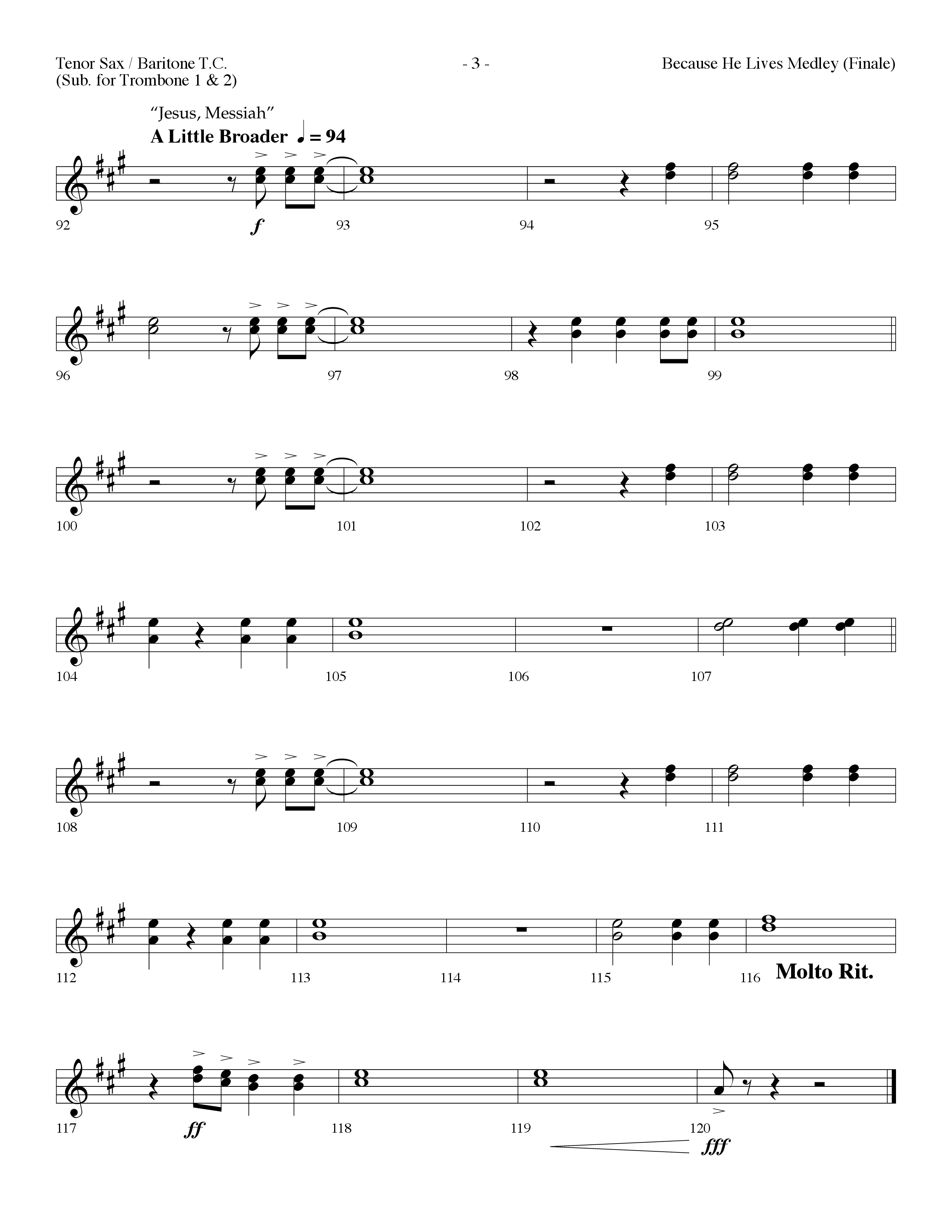 Because He Lives Medley (with O For A Thousand Tongues To Sing, Crown Him With Many Crowns) (Choral Anthem SATB) Tenor Sax/Baritone T.C. (Lifeway Choral / Arr. Dennis Allen)