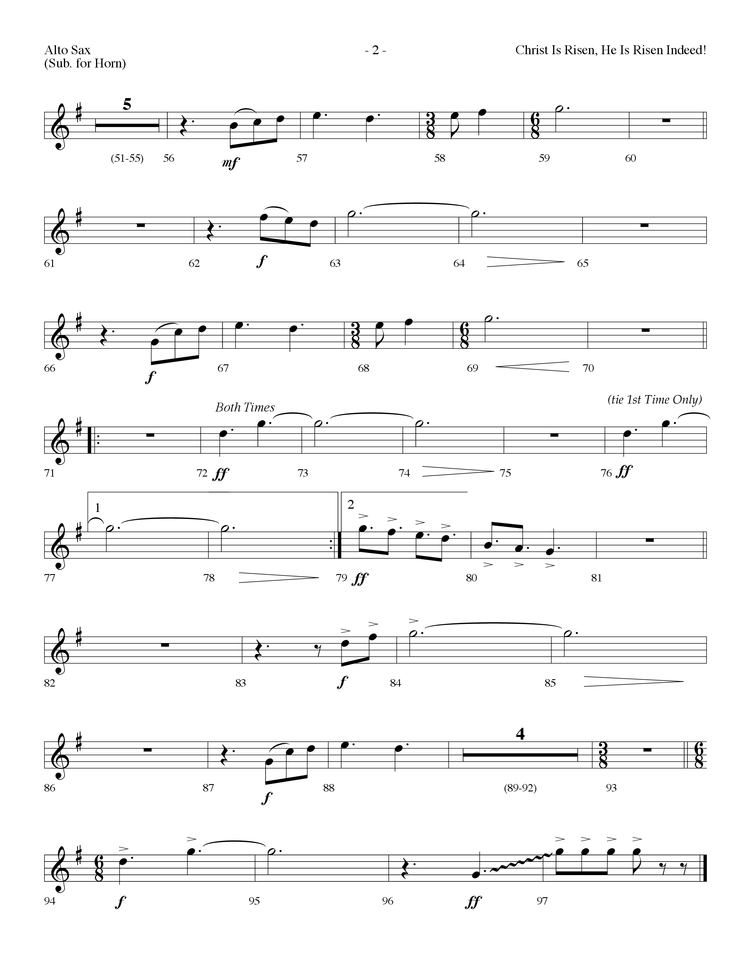 Christ Is Risen He Is Risen Indeed (Choral Anthem SATB) Alto Sax (Lifeway Choral / Arr. Dennis Allen)