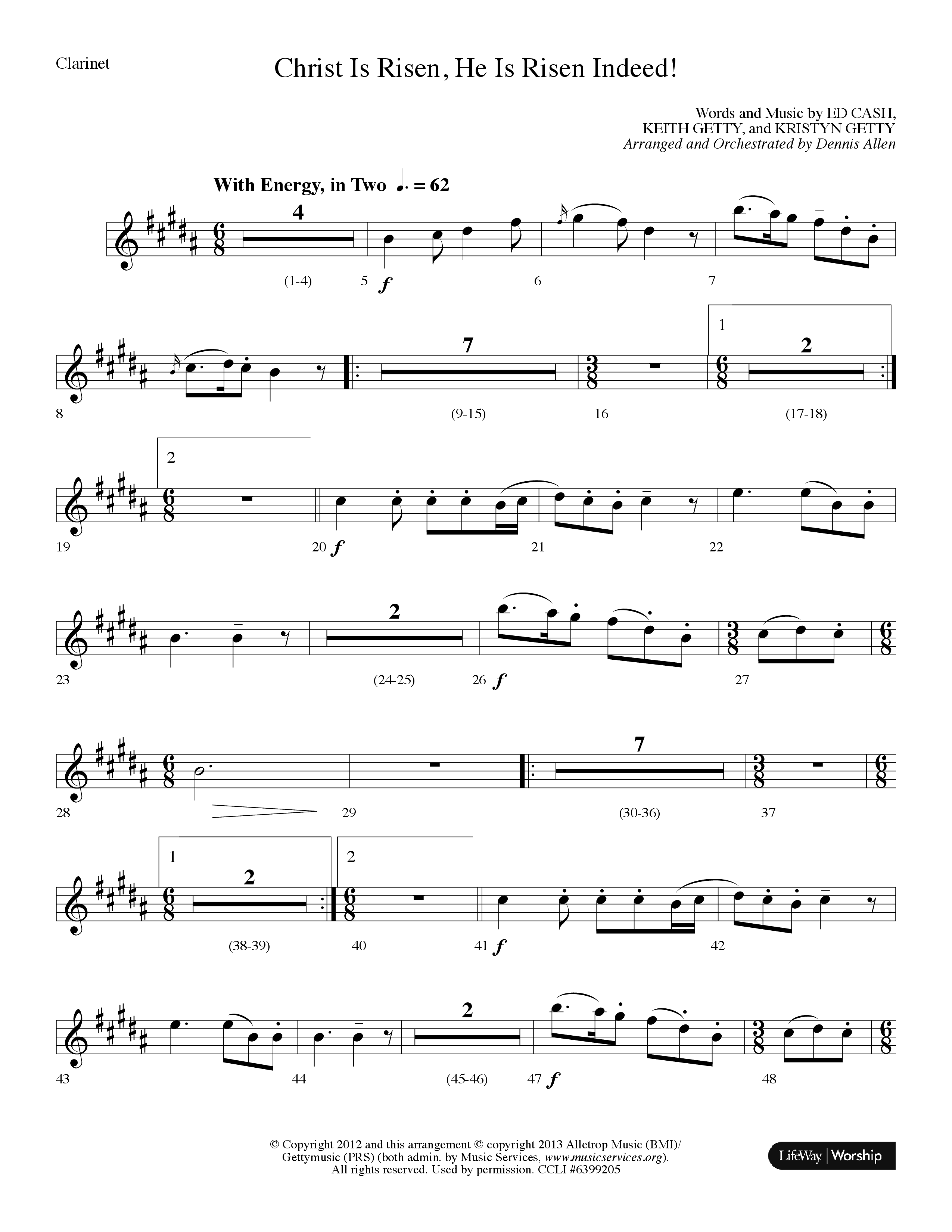 Christ Is Risen He Is Risen Indeed (Choral Anthem SATB) Clarinet (Lifeway Choral / Arr. Dennis Allen)