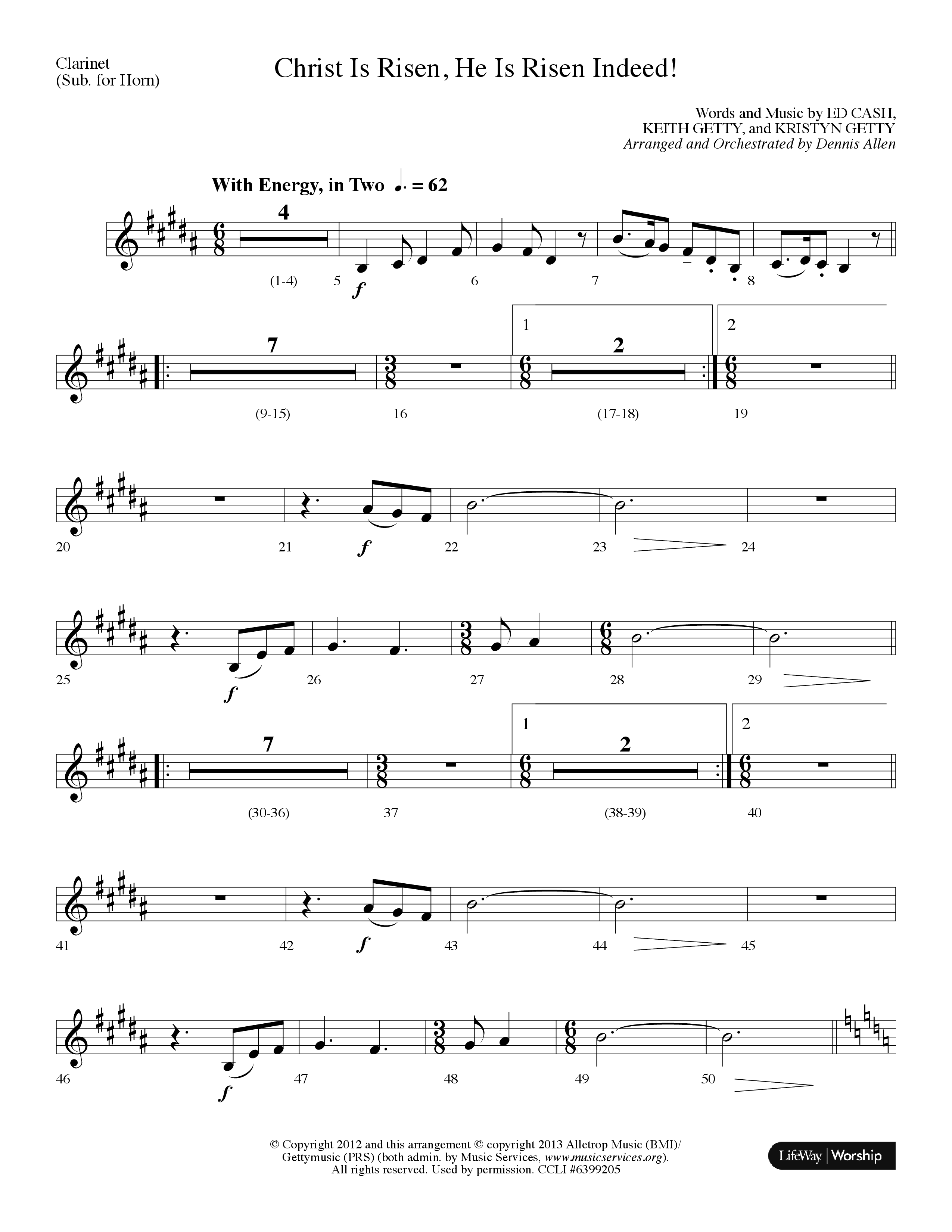 Christ Is Risen He Is Risen Indeed (Choral Anthem SATB) Clarinet (Lifeway Choral / Arr. Dennis Allen)