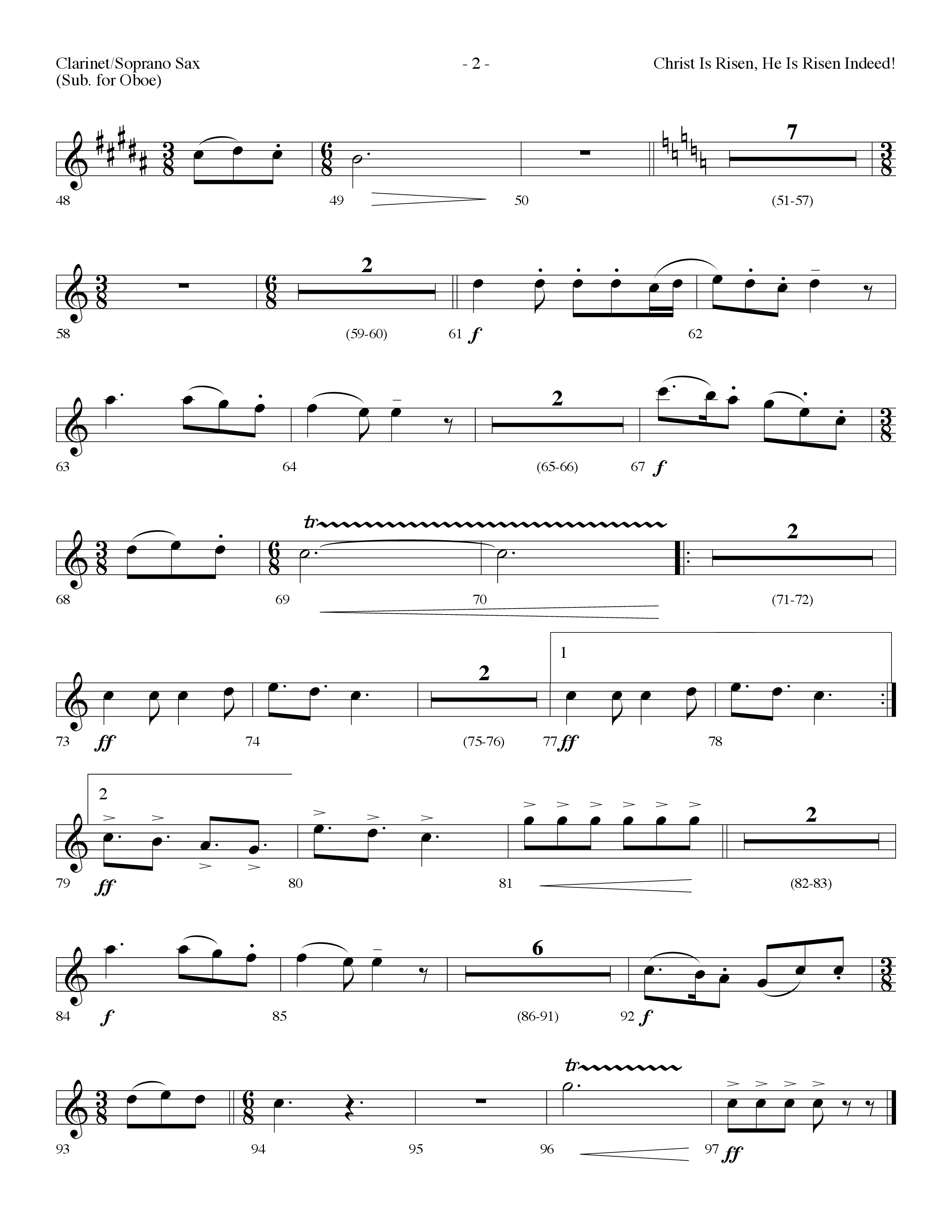 Christ Is Risen He Is Risen Indeed (Choral Anthem SATB) Clarinet/Soprano Sax (Lifeway Choral / Arr. Dennis Allen)