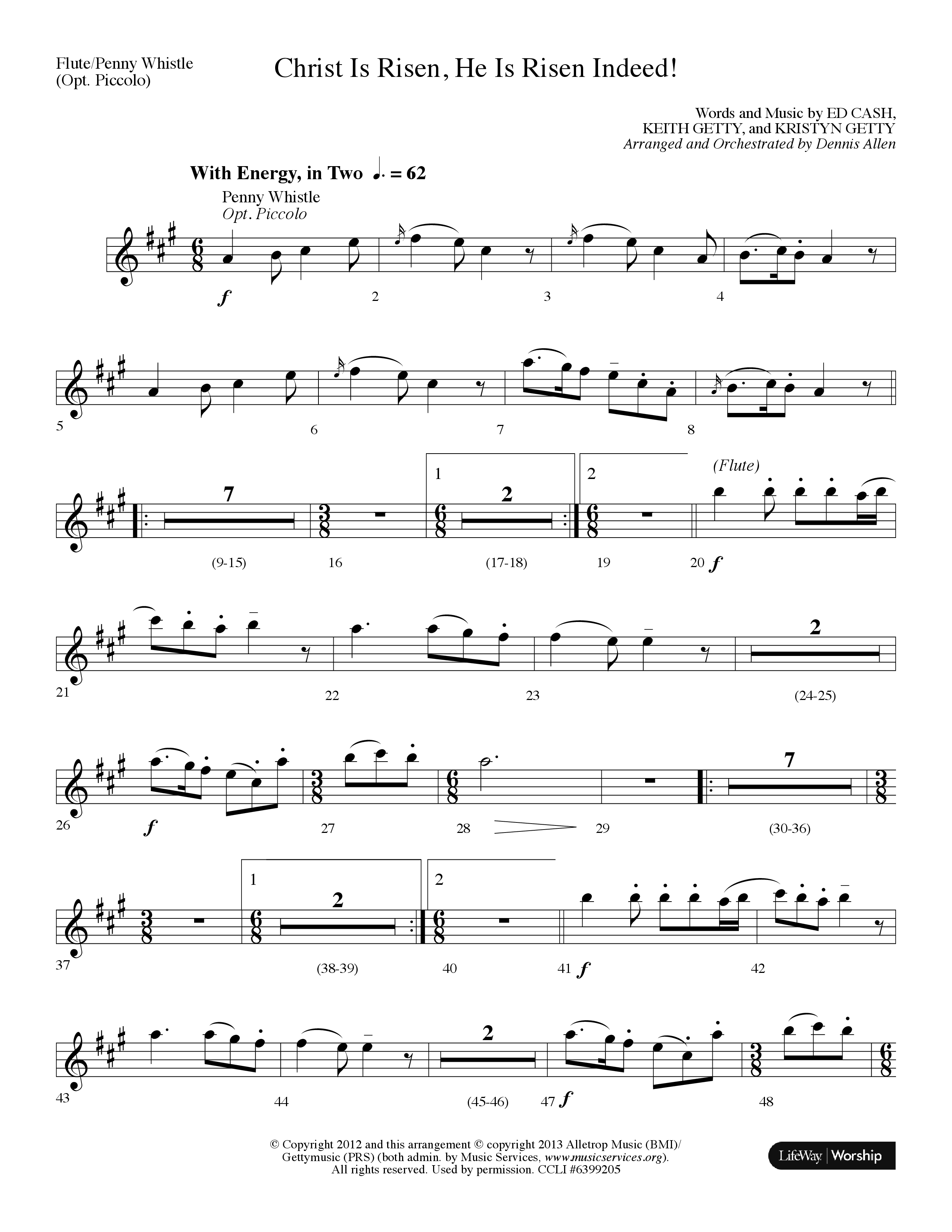 Christ Is Risen He Is Risen Indeed (Choral Anthem SATB) Flute (Lifeway Choral / Arr. Dennis Allen)