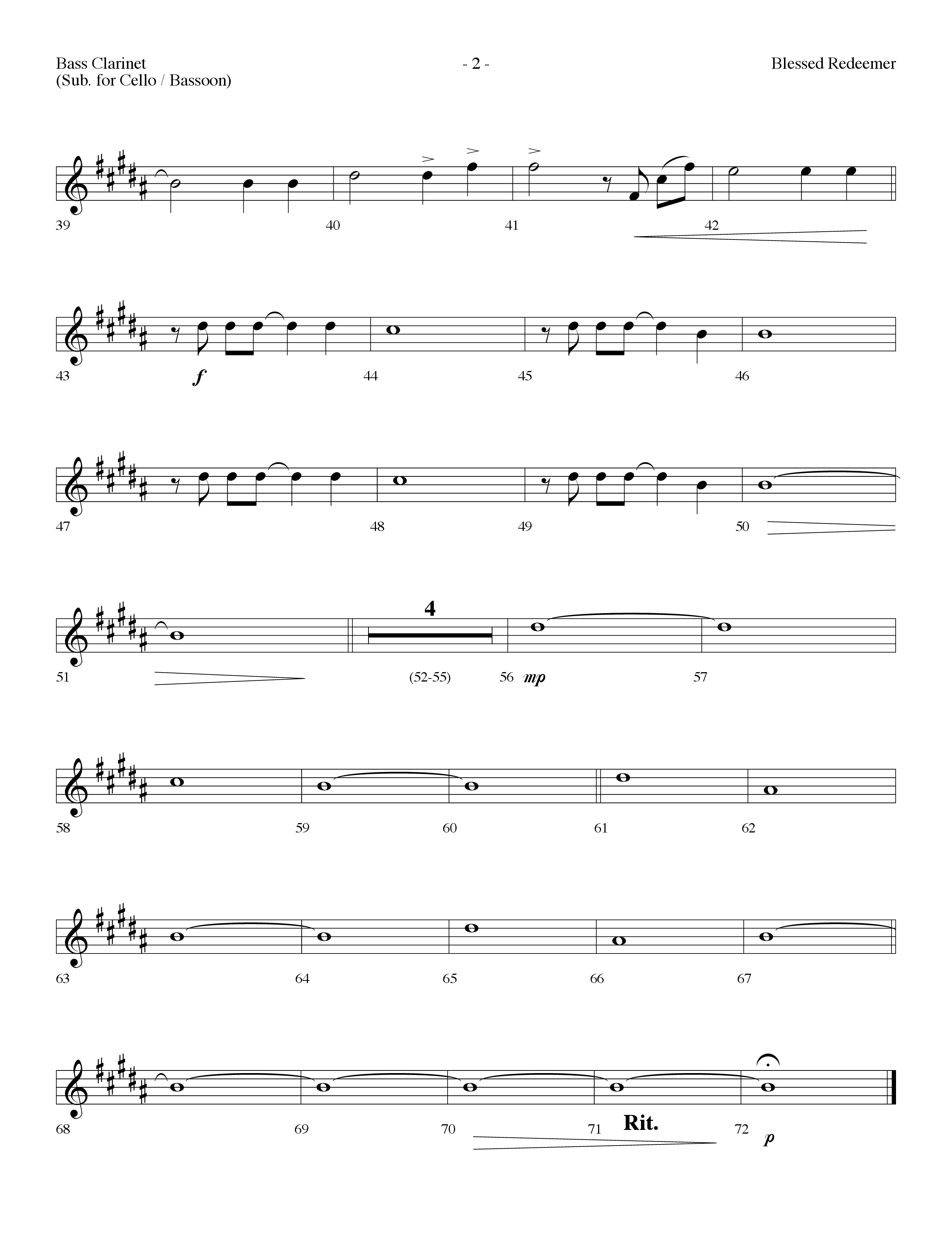 Blessed Redeemer (Choral Anthem SATB) Bass Clarinet (Lifeway Choral / Arr. Dennis Allen)