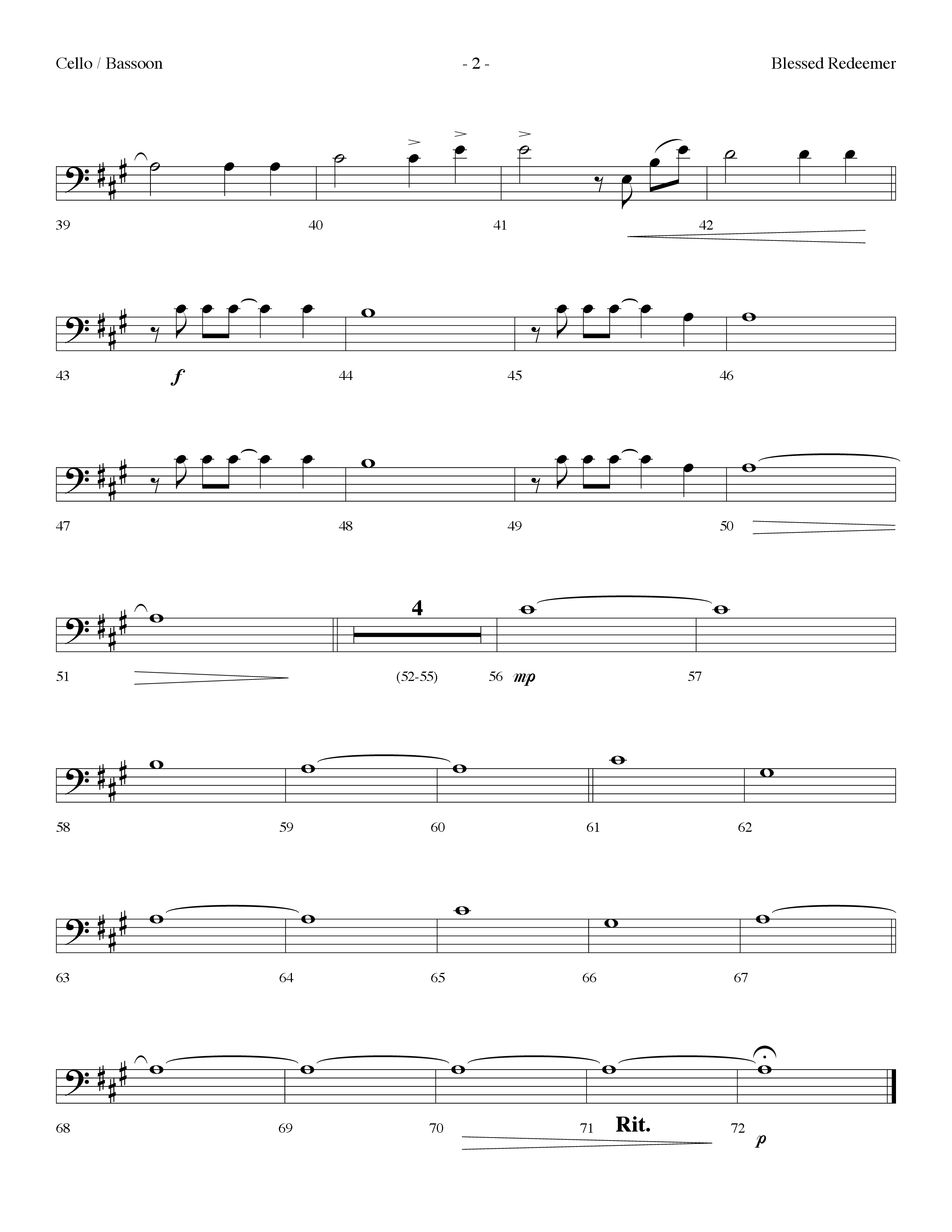 Blessed Redeemer (Choral Anthem SATB) Cello (Lifeway Choral / Arr. Dennis Allen)