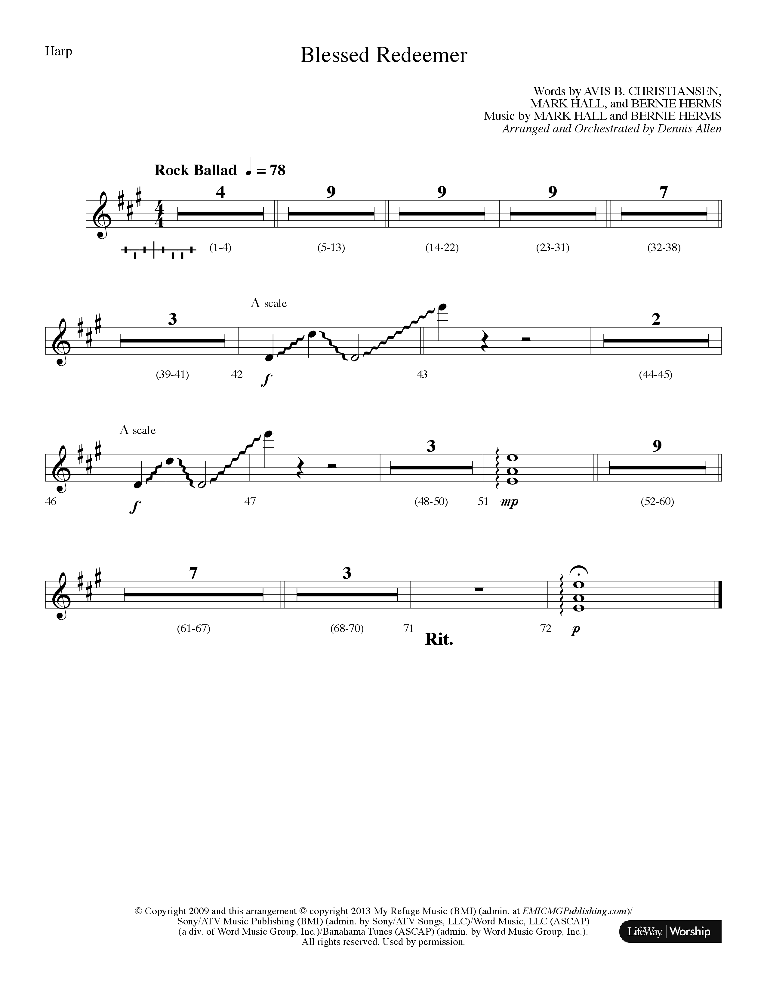 Blessed Redeemer (Choral Anthem SATB) Harp (Lifeway Choral / Arr. Dennis Allen)