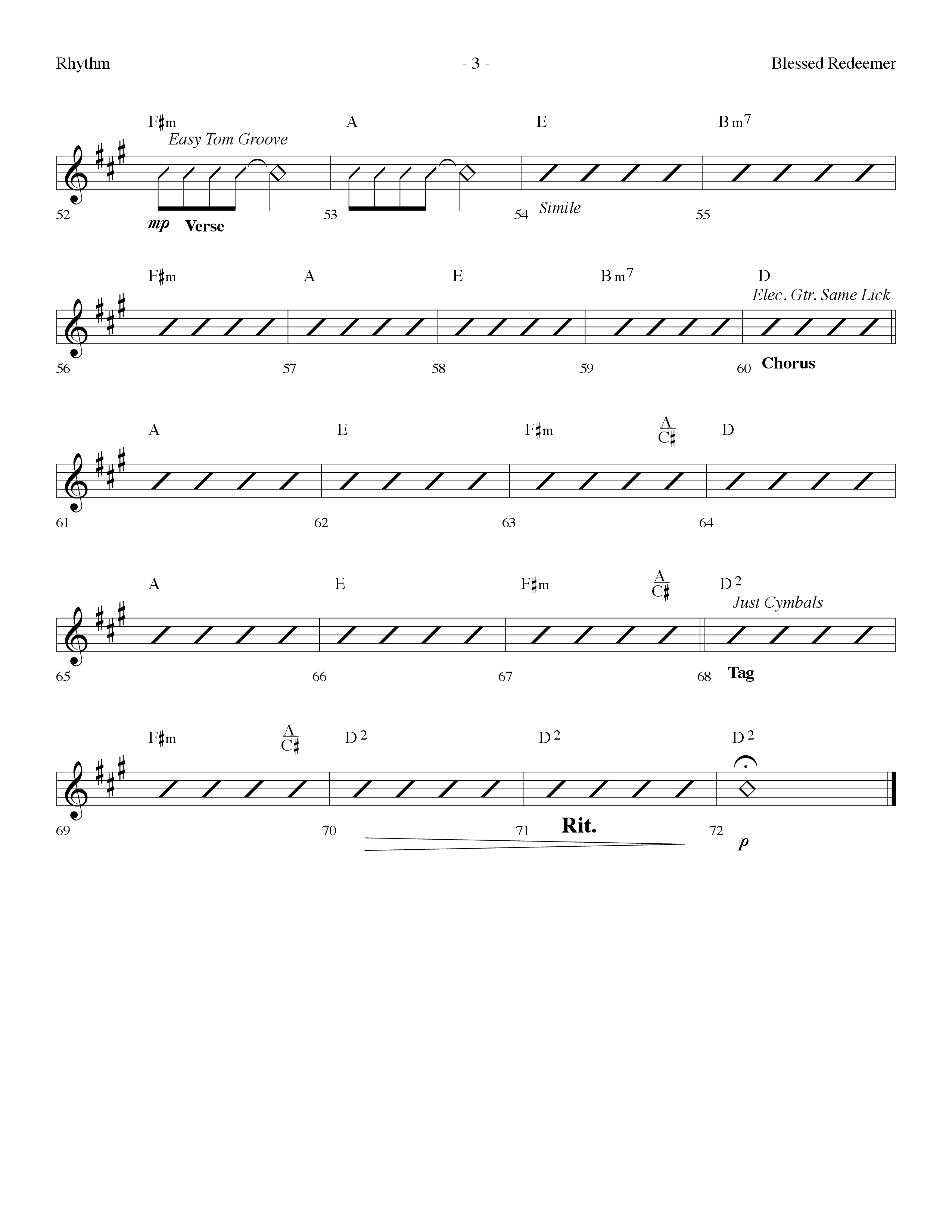 Blessed Redeemer (Choral Anthem SATB) Rhythm Chart (Lifeway Choral / Arr. Dennis Allen)