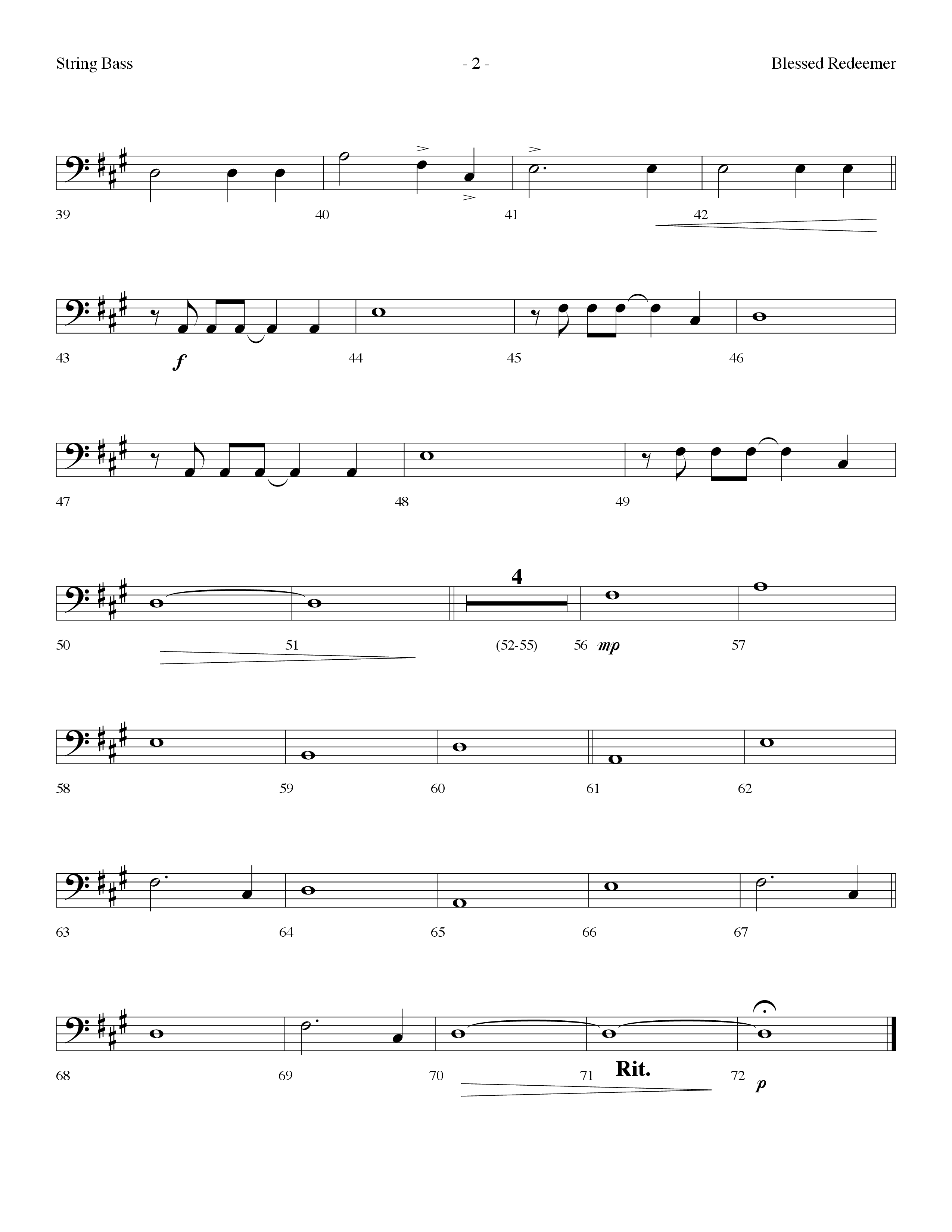 Blessed Redeemer (Choral Anthem SATB) String Bass (Lifeway Choral / Arr. Dennis Allen)