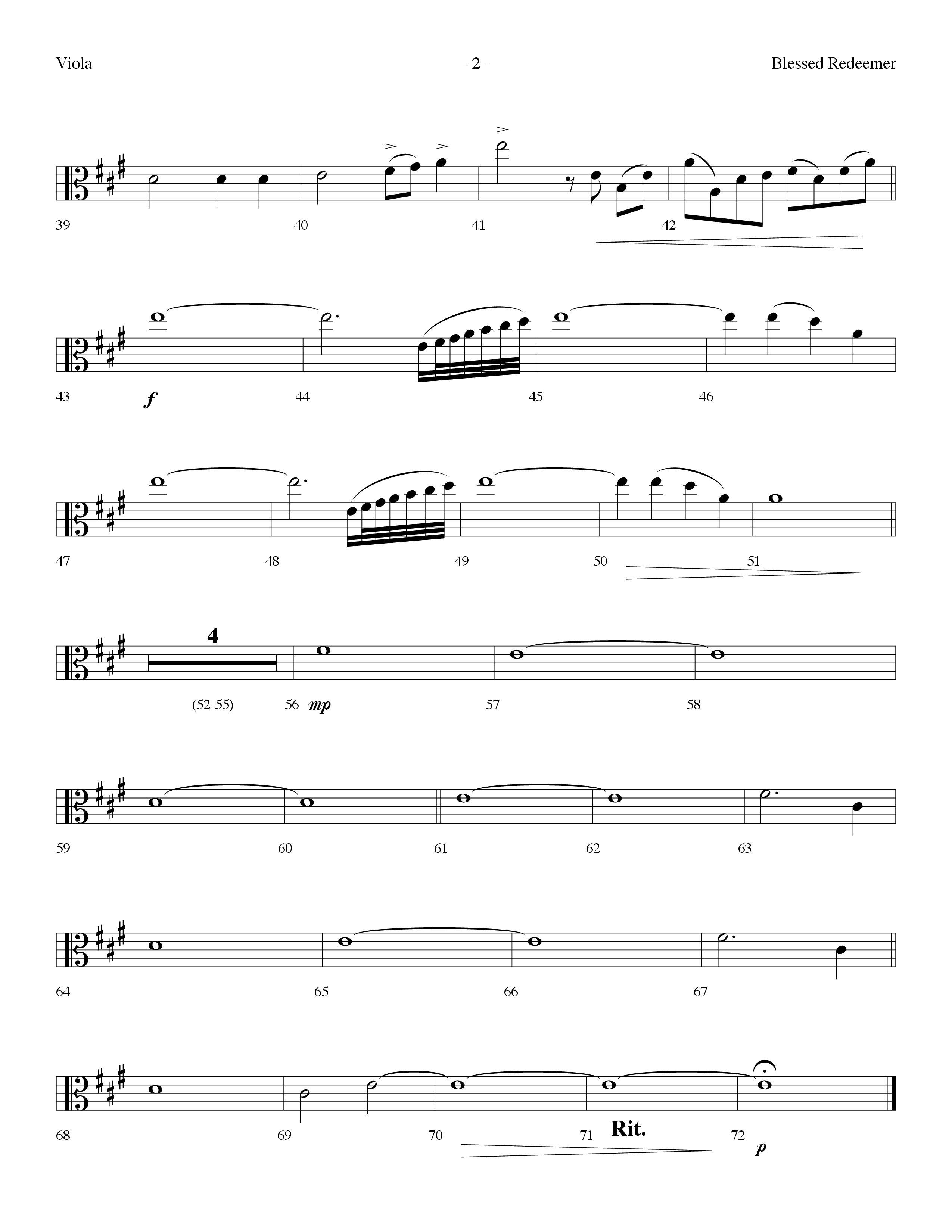 Blessed Redeemer (Choral Anthem SATB) Viola (Lifeway Choral / Arr. Dennis Allen)