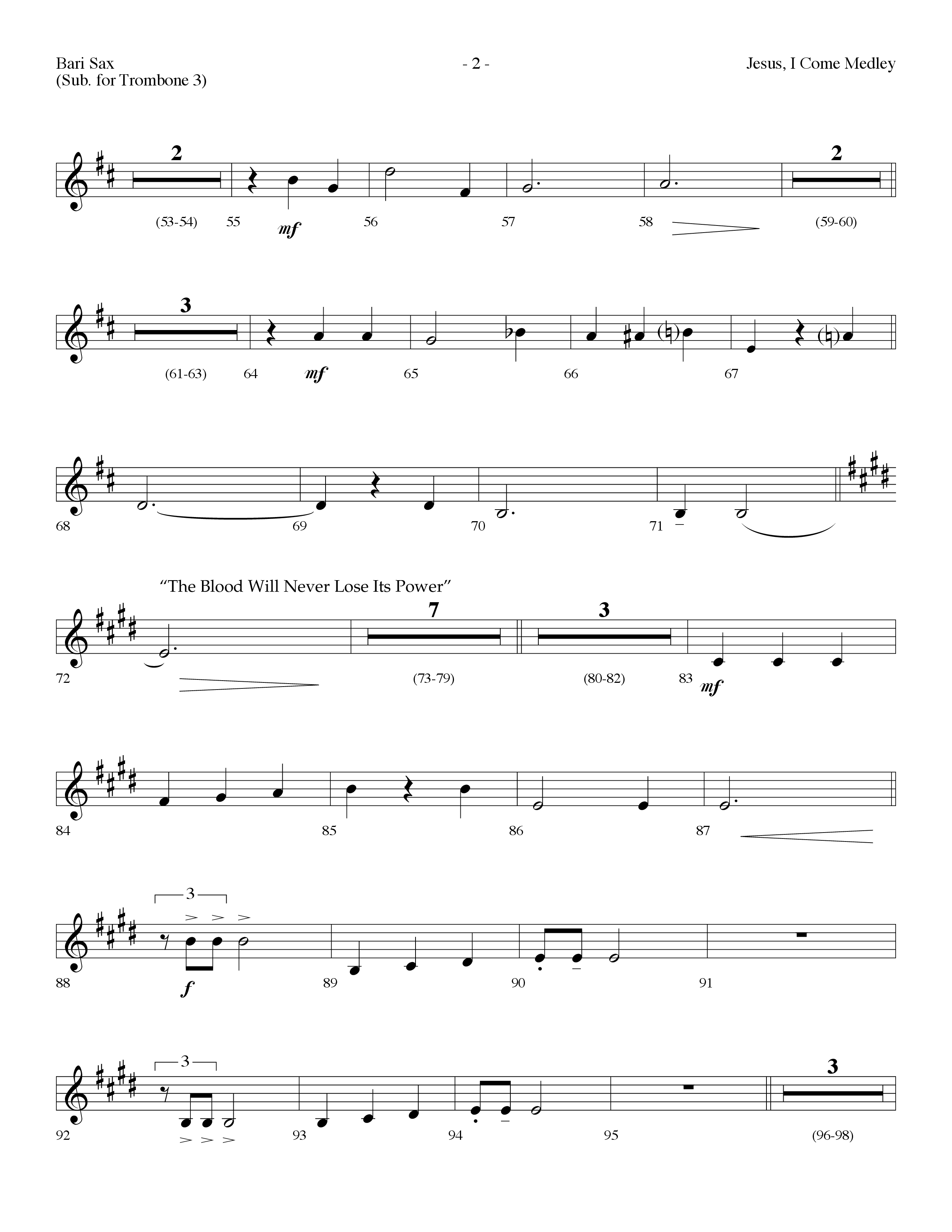 Jesus I Come Medley (with Whiter Than Snow, The Blood Will Never Lose Its Power) (Choral Anthem SATB) Bari Sax (Lifeway Choral / Arr. Dennis Allen)