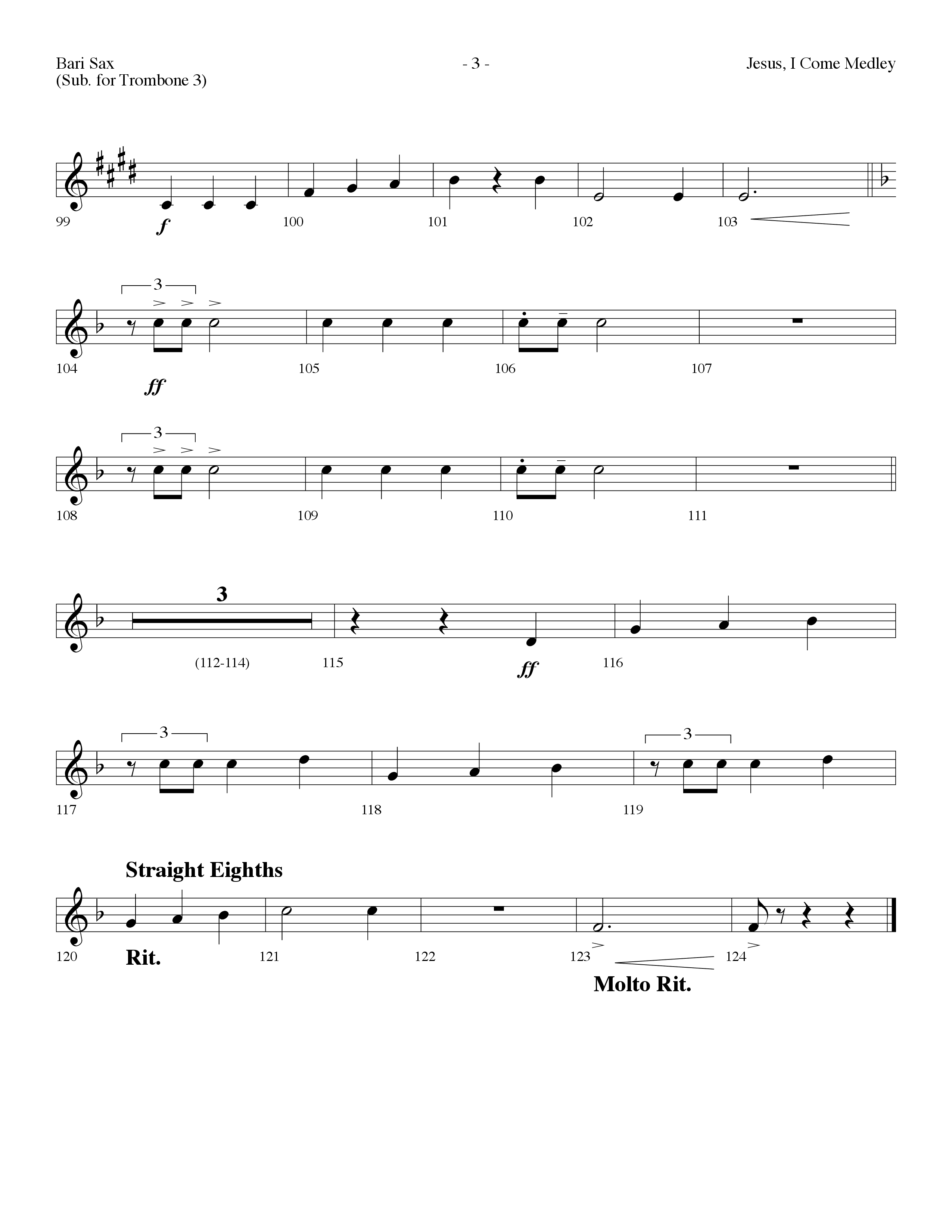 Jesus I Come Medley (with Whiter Than Snow, The Blood Will Never Lose Its Power) (Choral Anthem SATB) Bari Sax (Lifeway Choral / Arr. Dennis Allen)