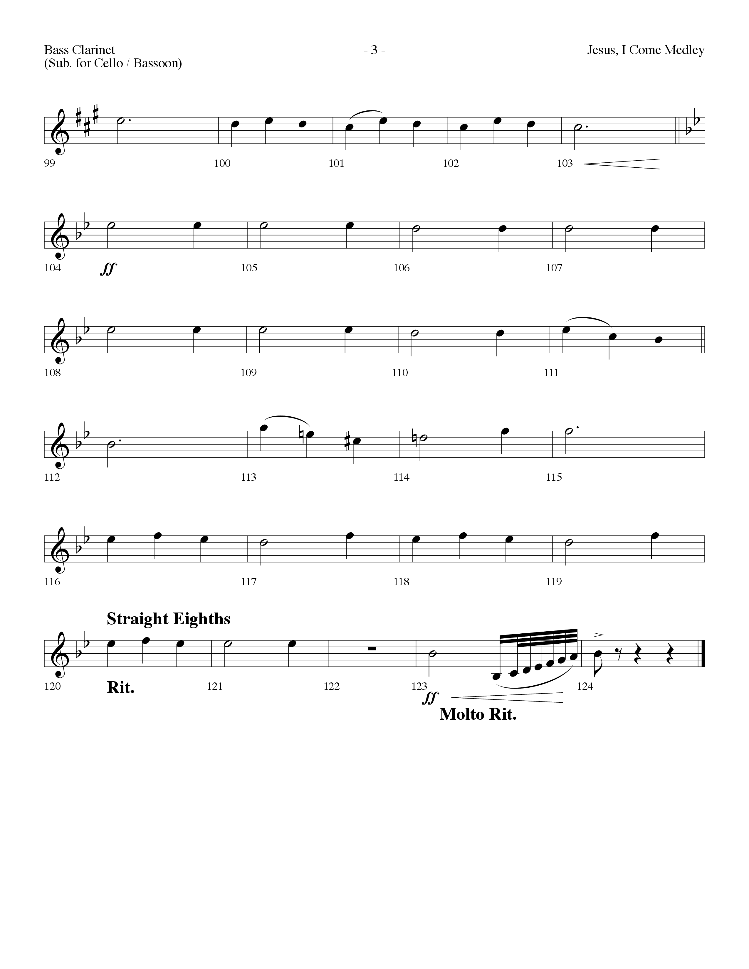 Jesus I Come Medley (with Whiter Than Snow, The Blood Will Never Lose Its Power) (Choral Anthem SATB) Bass Clarinet (Lifeway Choral / Arr. Dennis Allen)