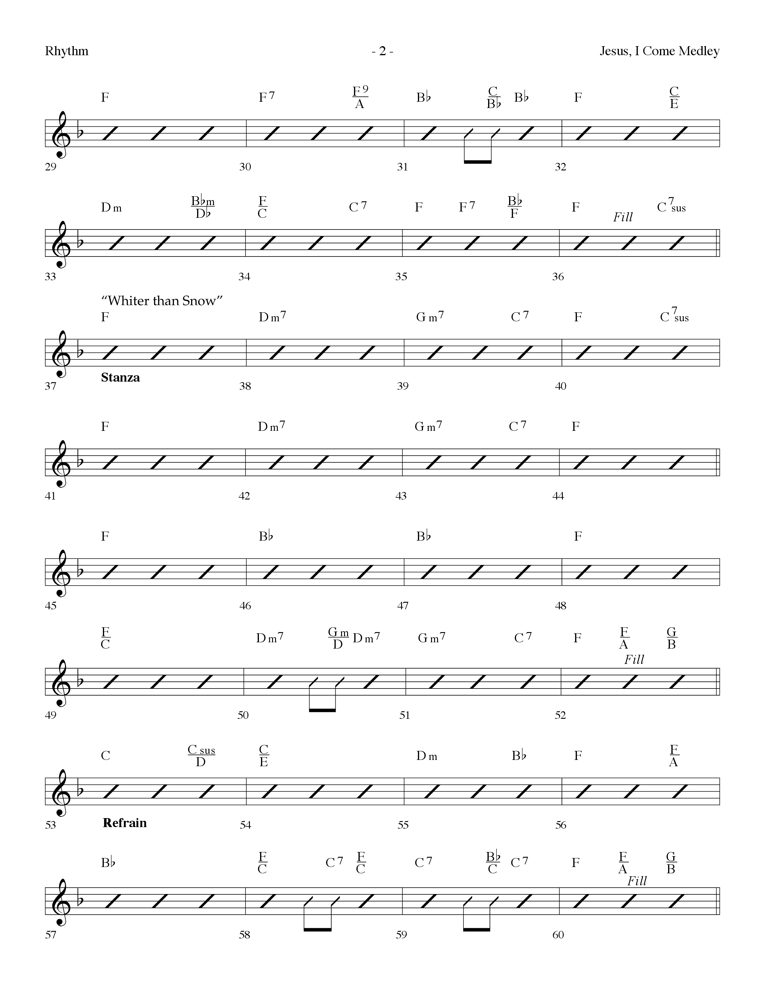 Jesus I Come Medley (with Whiter Than Snow, The Blood Will Never Lose Its Power) (Choral Anthem SATB) Rhythm Chart (Lifeway Choral / Arr. Dennis Allen)