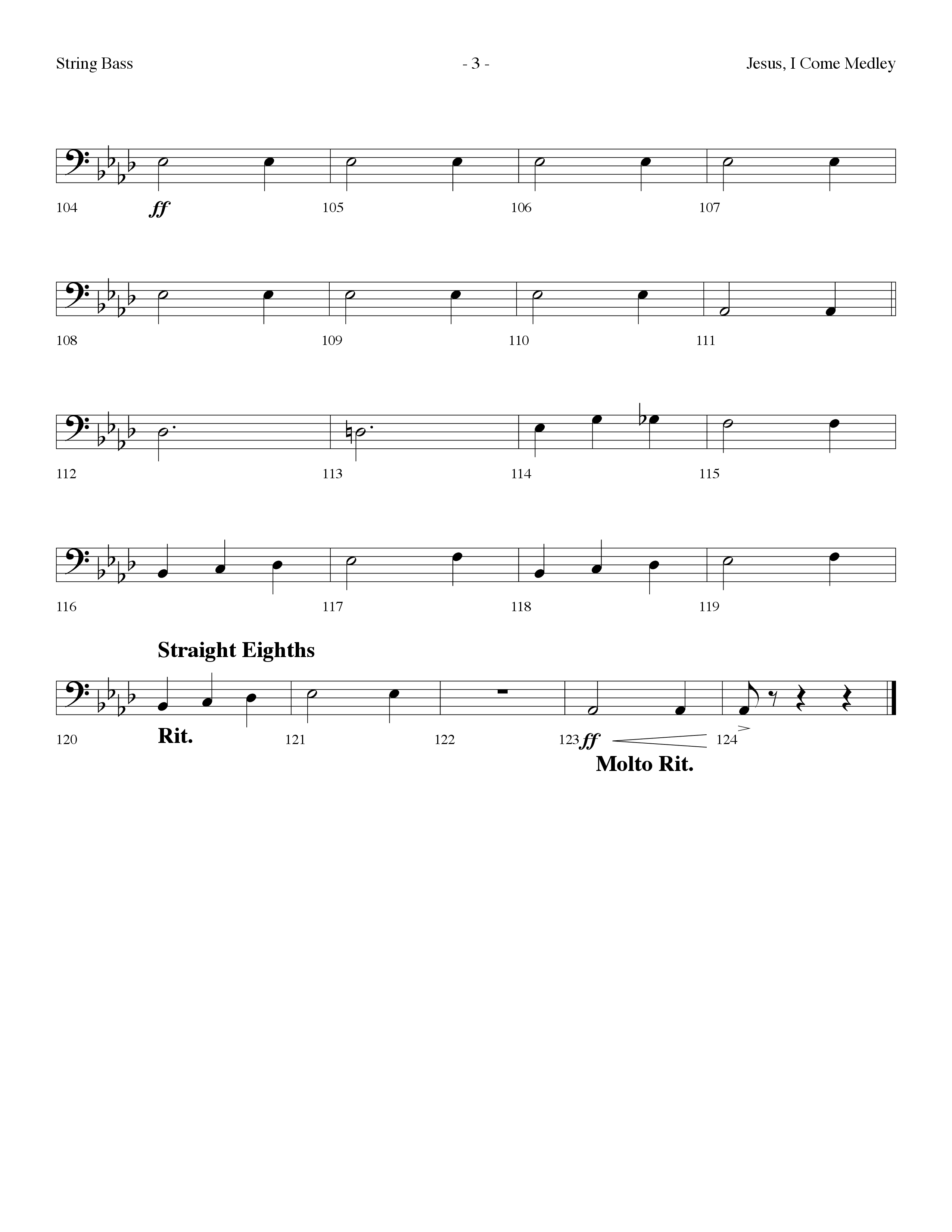Jesus I Come Medley (with Whiter Than Snow, The Blood Will Never Lose Its Power) (Choral Anthem SATB) String Bass (Lifeway Choral / Arr. Dennis Allen)