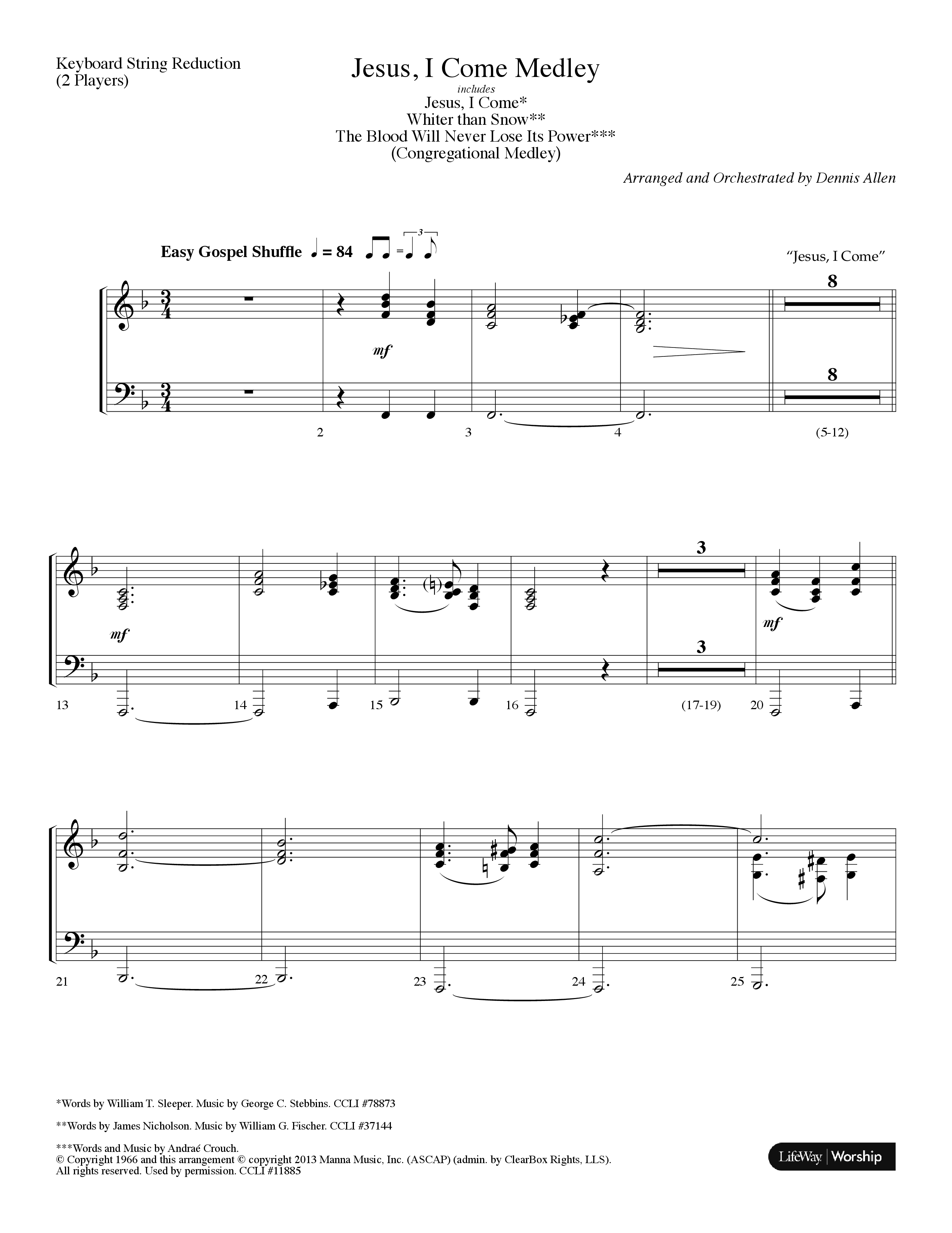 Jesus I Come Medley (with Whiter Than Snow, The Blood Will Never Lose Its Power) (Choral Anthem SATB) String Reduction (Lifeway Choral / Arr. Dennis Allen)