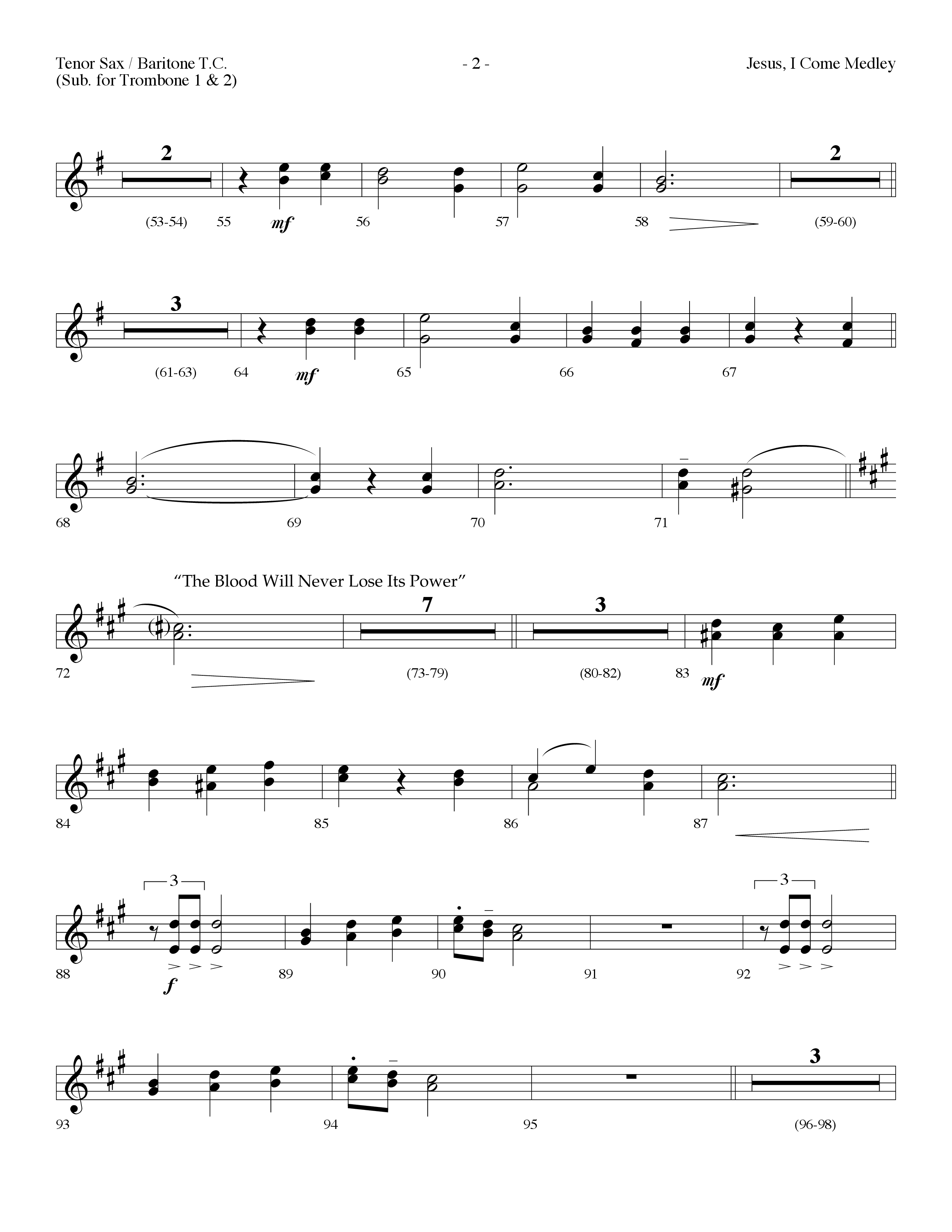 Jesus I Come Medley (with Whiter Than Snow, The Blood Will Never Lose Its Power) (Choral Anthem SATB) Tenor Sax/Baritone T.C. (Lifeway Choral / Arr. Dennis Allen)