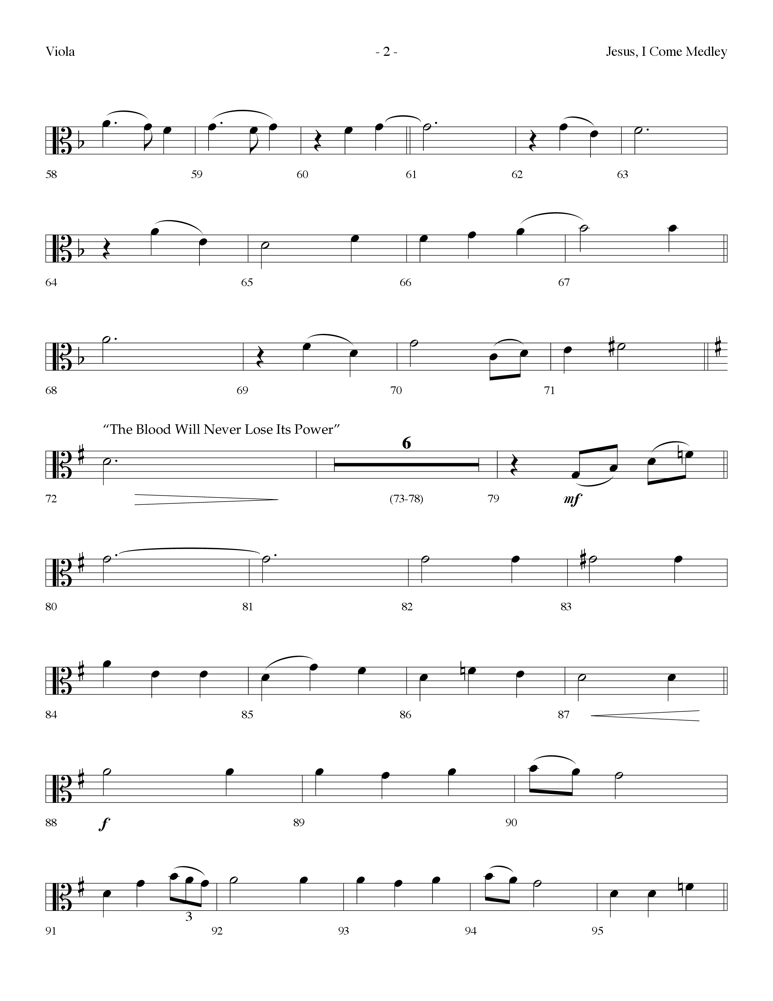 Jesus I Come Medley (with Whiter Than Snow, The Blood Will Never Lose Its Power) (Choral Anthem SATB) Viola (Lifeway Choral / Arr. Dennis Allen)