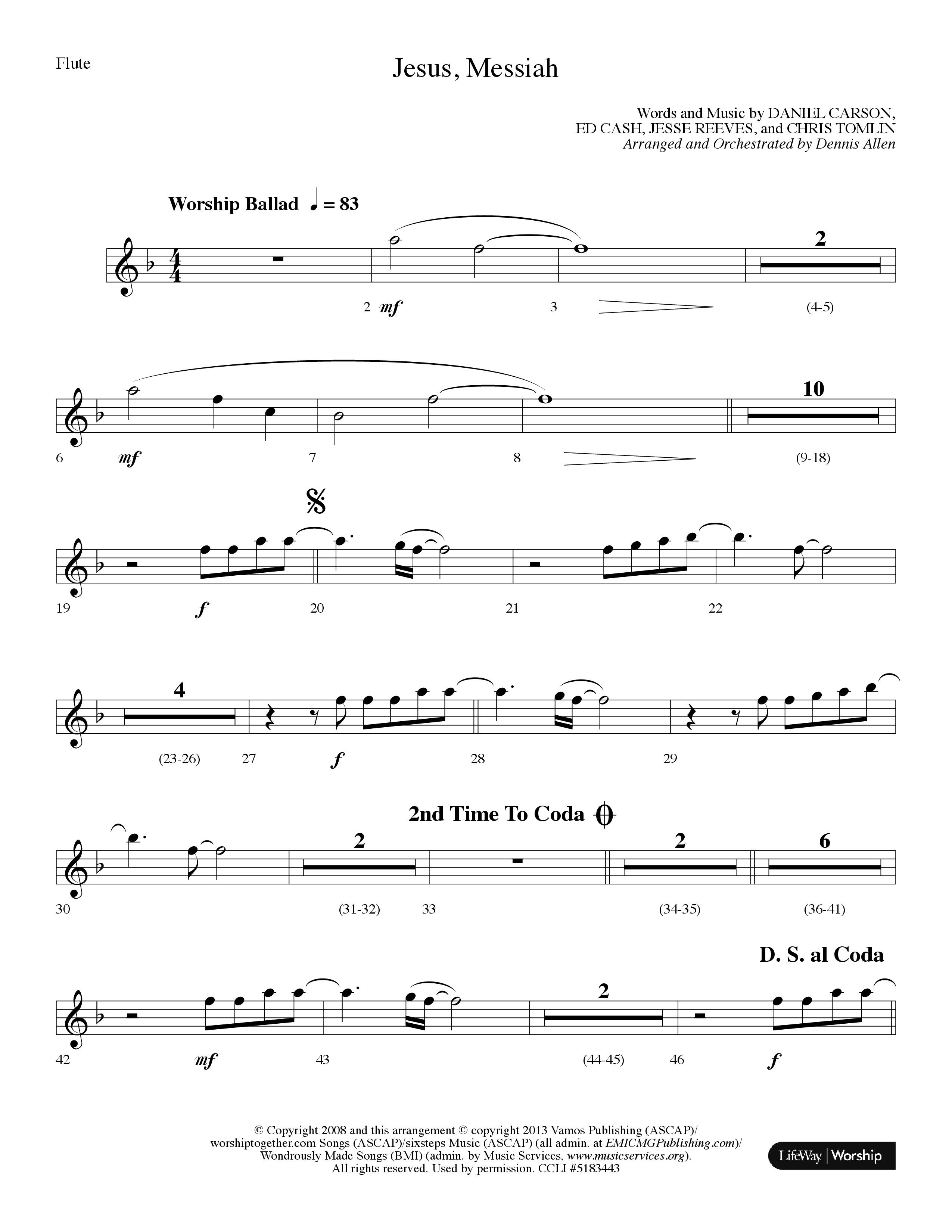 Jesus Messiah (Choral Anthem SATB) Flute (Lifeway Choral / Arr. Dennis Allen)