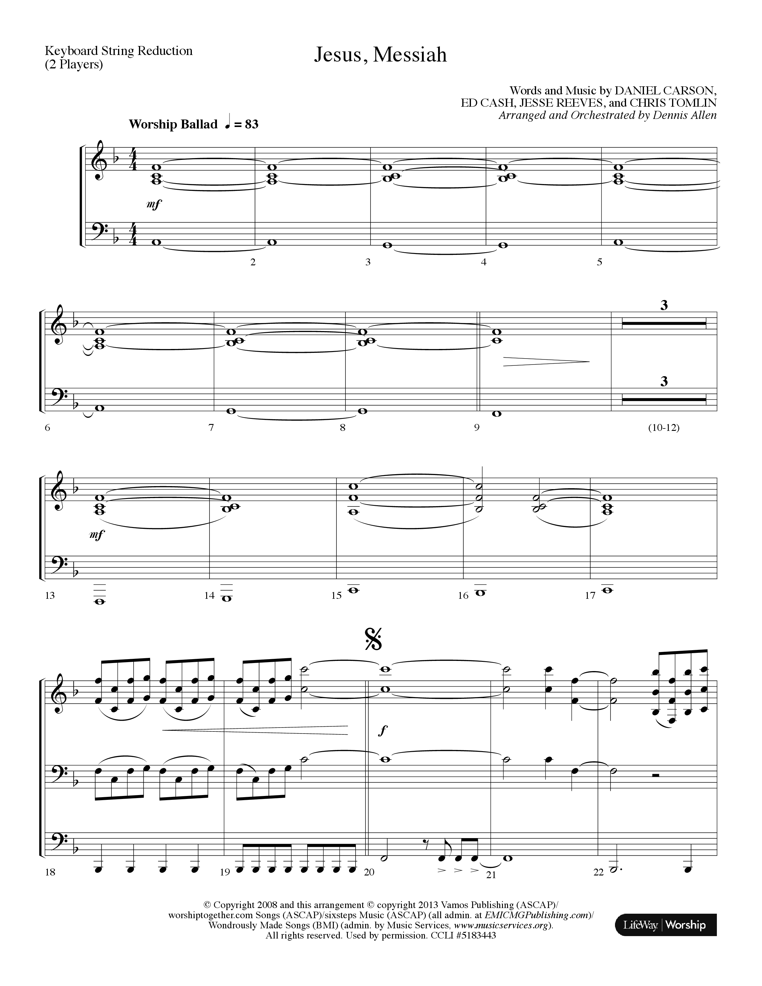Jesus Messiah (Choral Anthem SATB) String Reduction (Lifeway Choral / Arr. Dennis Allen)