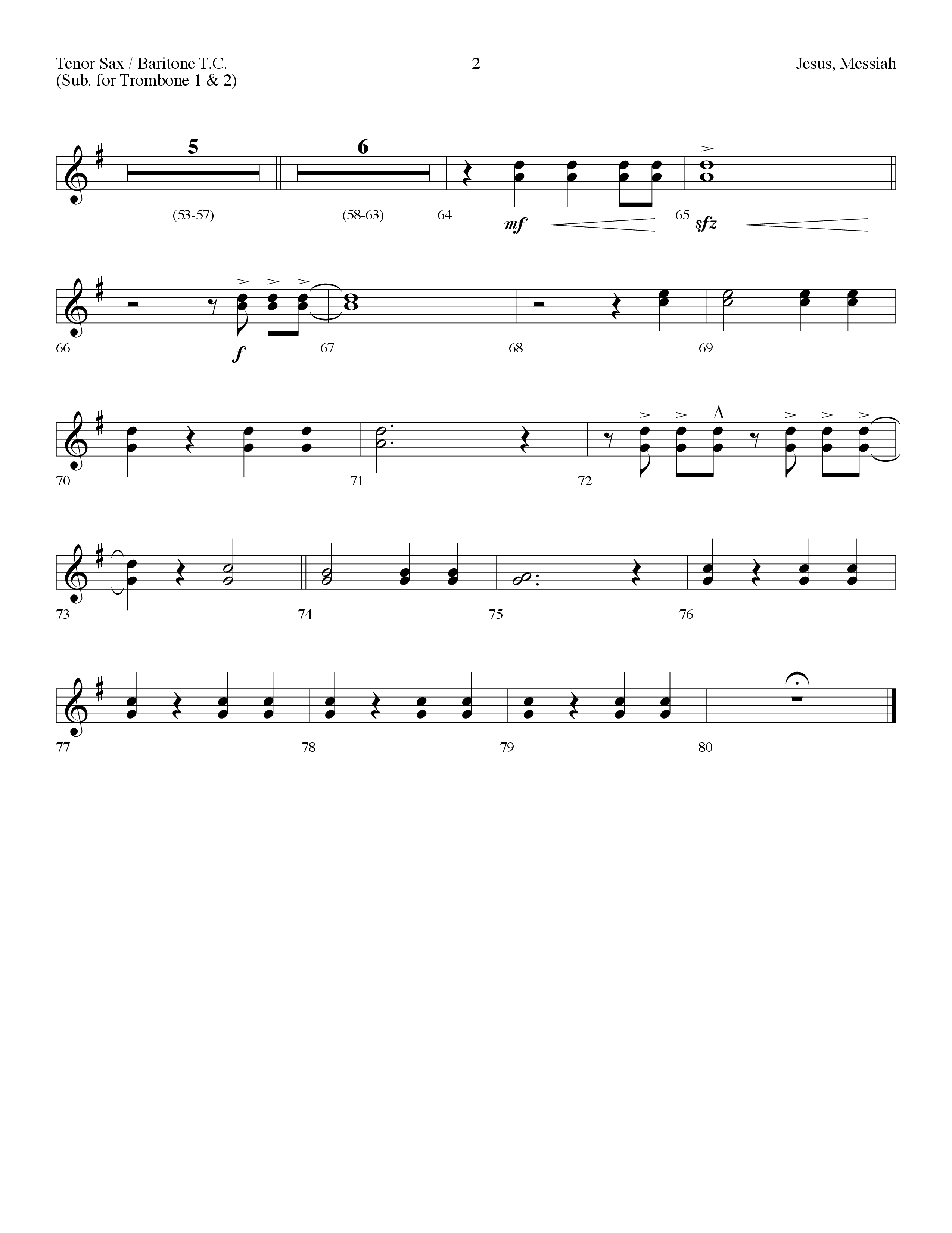 Jesus Messiah (Choral Anthem SATB) Tenor Sax/Baritone T.C. (Lifeway Choral / Arr. Dennis Allen)
