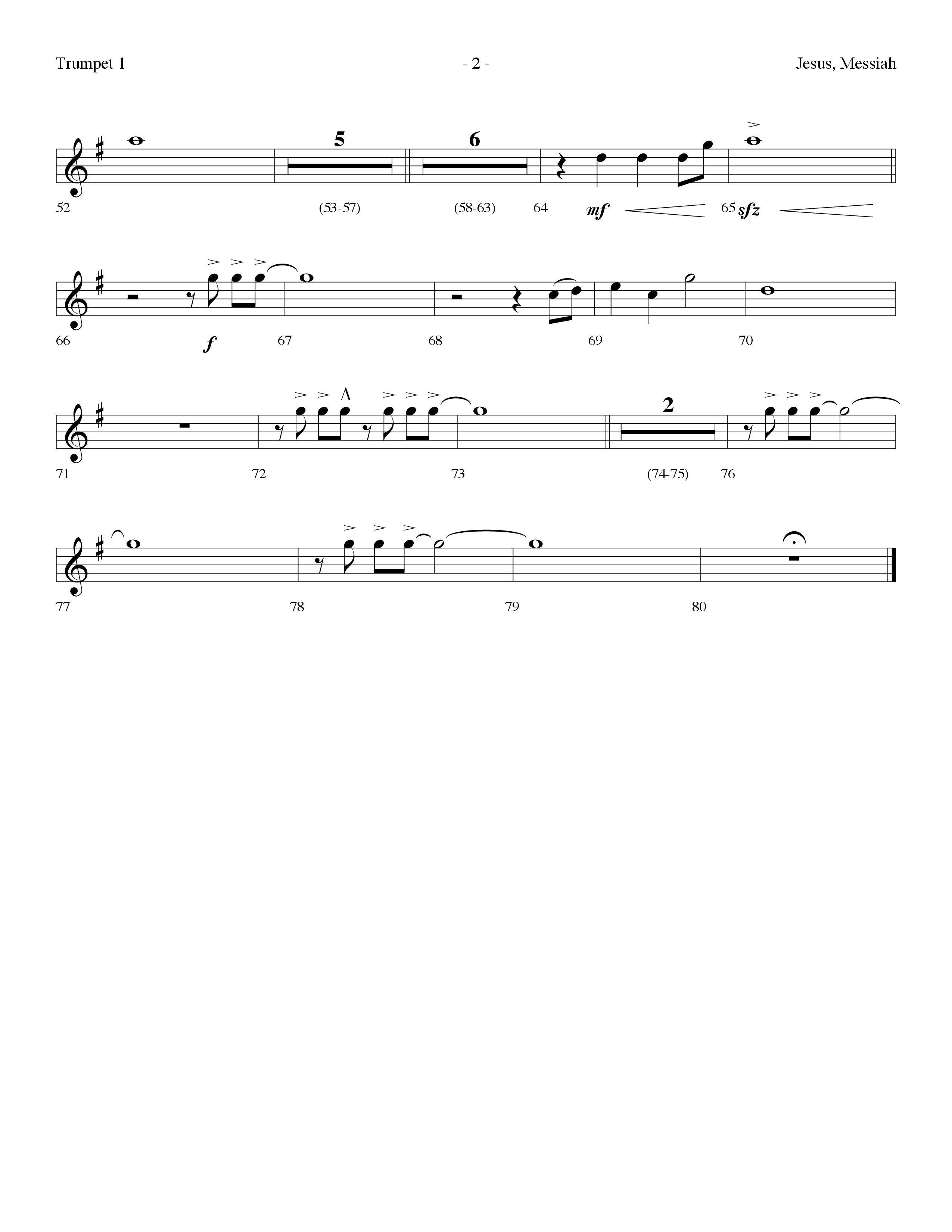 Jesus Messiah (Choral Anthem SATB) Trumpet 1 (Lifeway Choral / Arr. Dennis Allen)