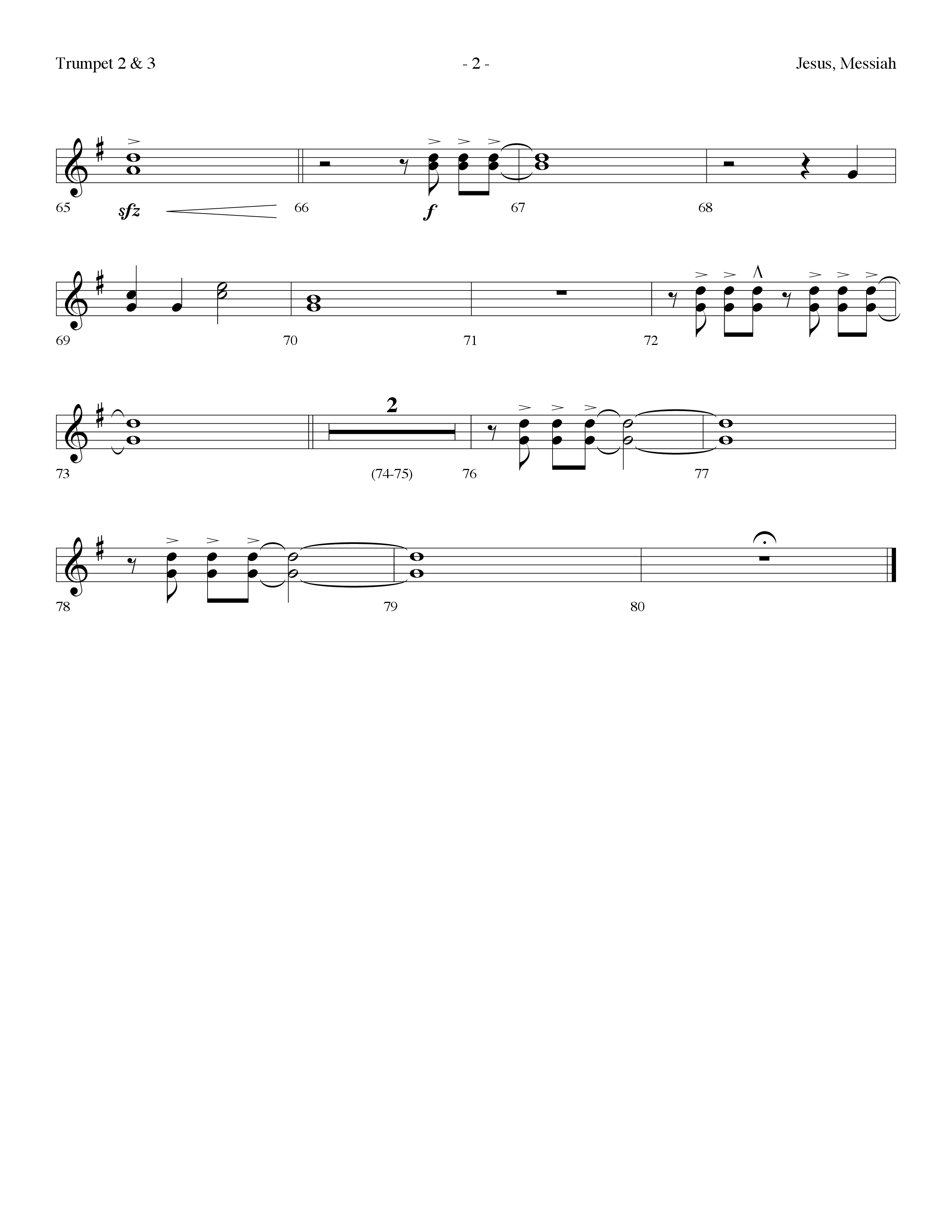 Jesus Messiah (Choral Anthem SATB) Trumpet 2/3 (Lifeway Choral / Arr. Dennis Allen)