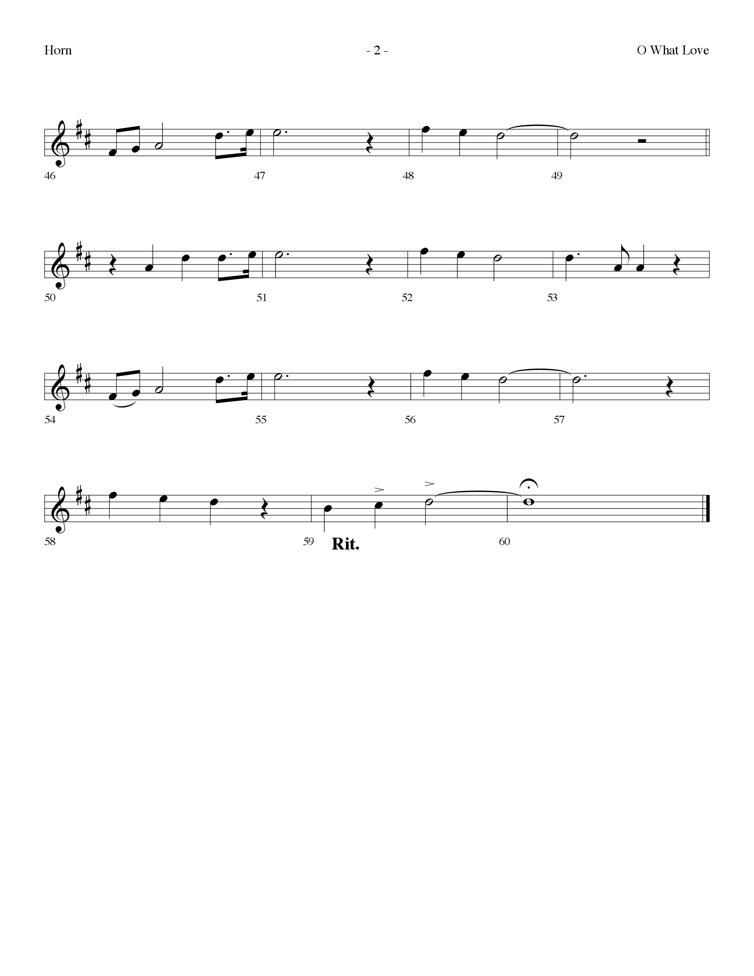 O What Love (Choral Anthem SATB) French Horn (Lifeway Choral / Arr. Dennis Allen)