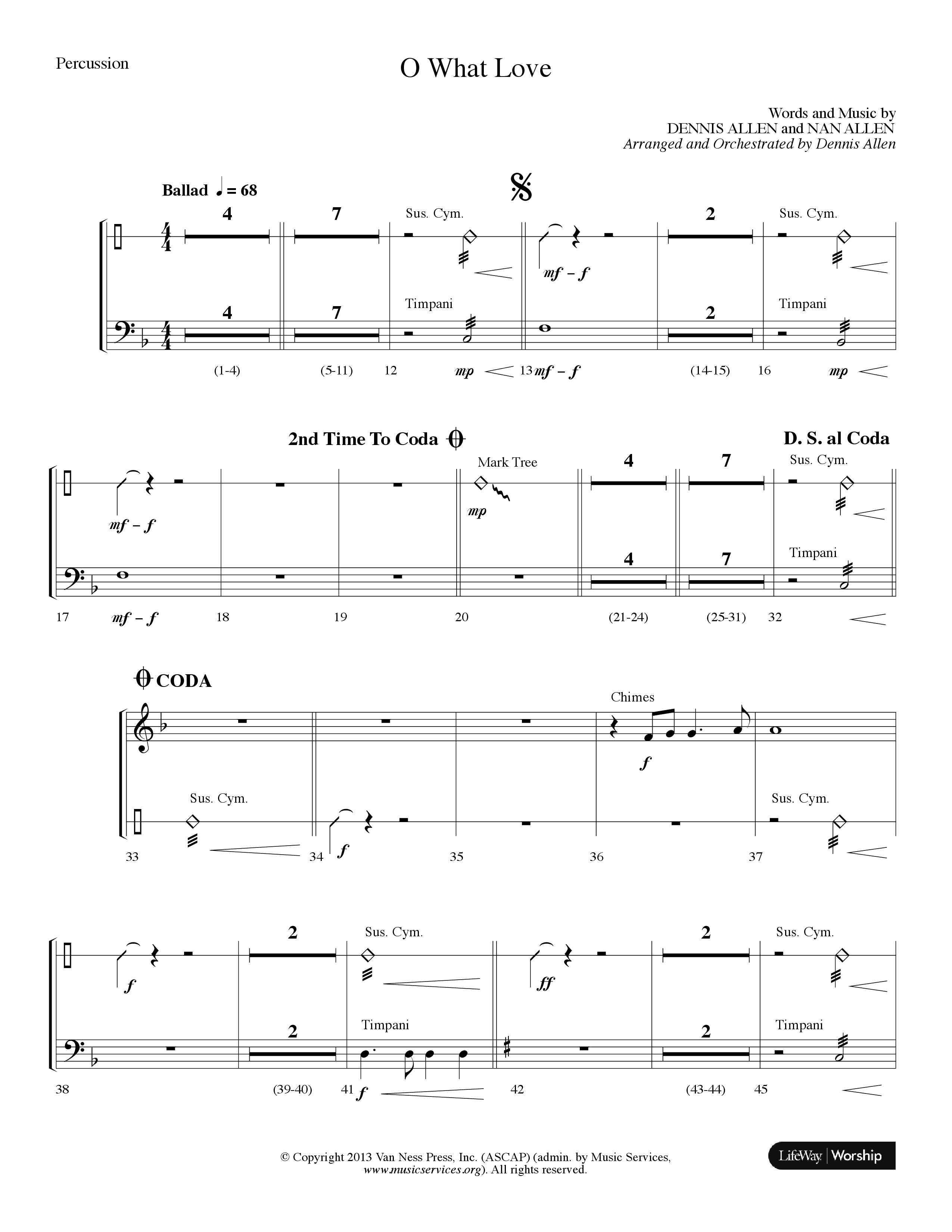 O What Love (Choral Anthem SATB) Percussion (Lifeway Choral / Arr. Dennis Allen)
