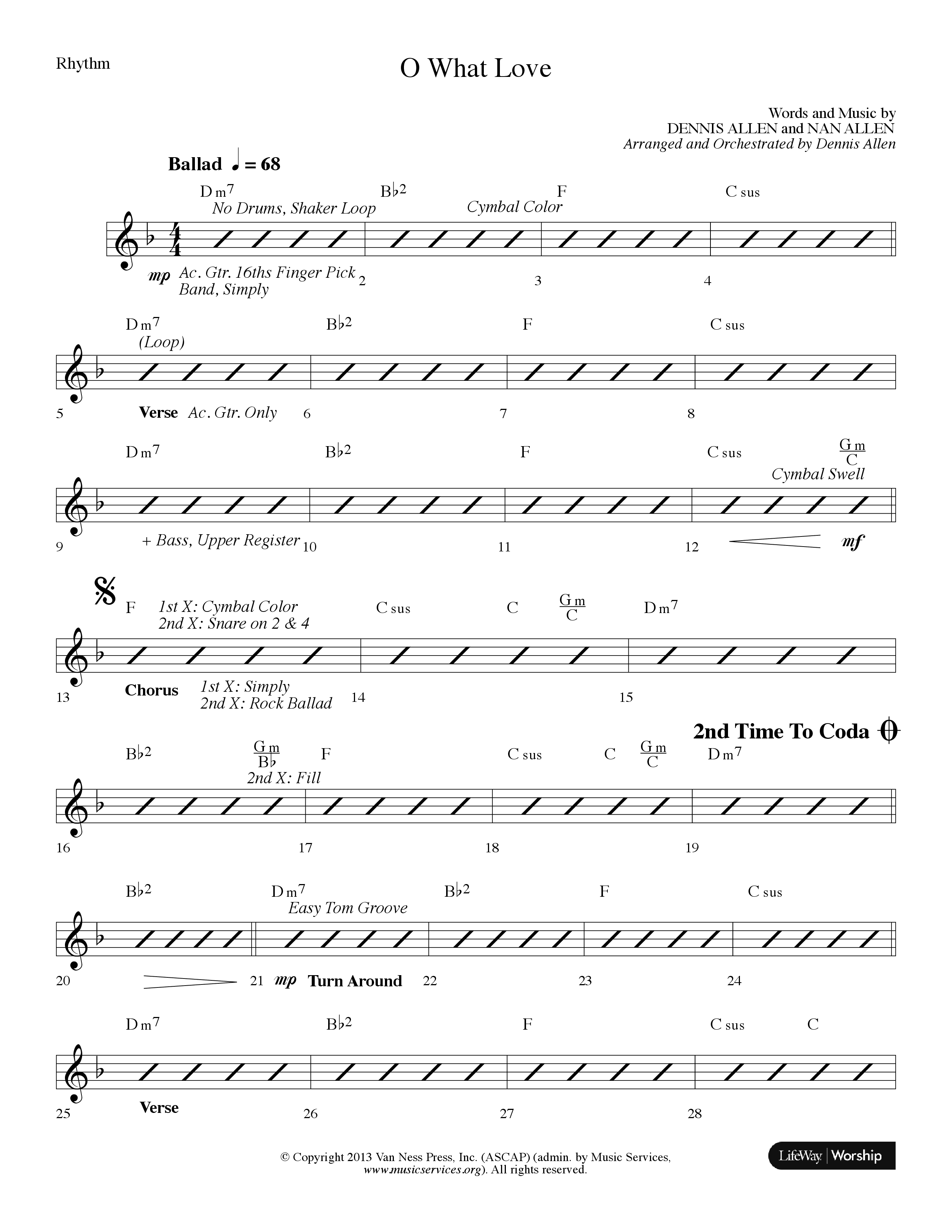 O What Love (Choral Anthem SATB) Rhythm Chart (Lifeway Choral / Arr. Dennis Allen)