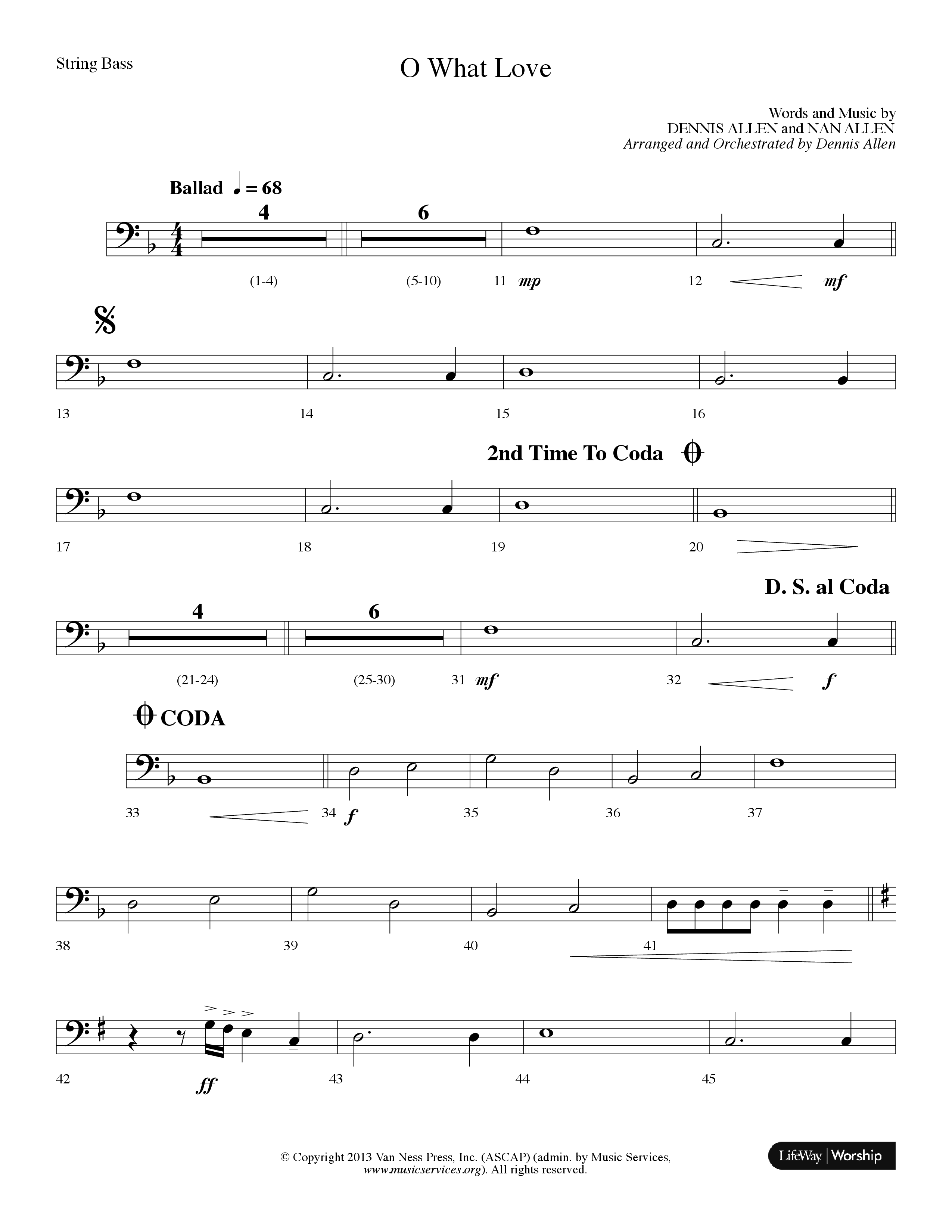 O What Love (Choral Anthem SATB) String Bass (Lifeway Choral / Arr. Dennis Allen)