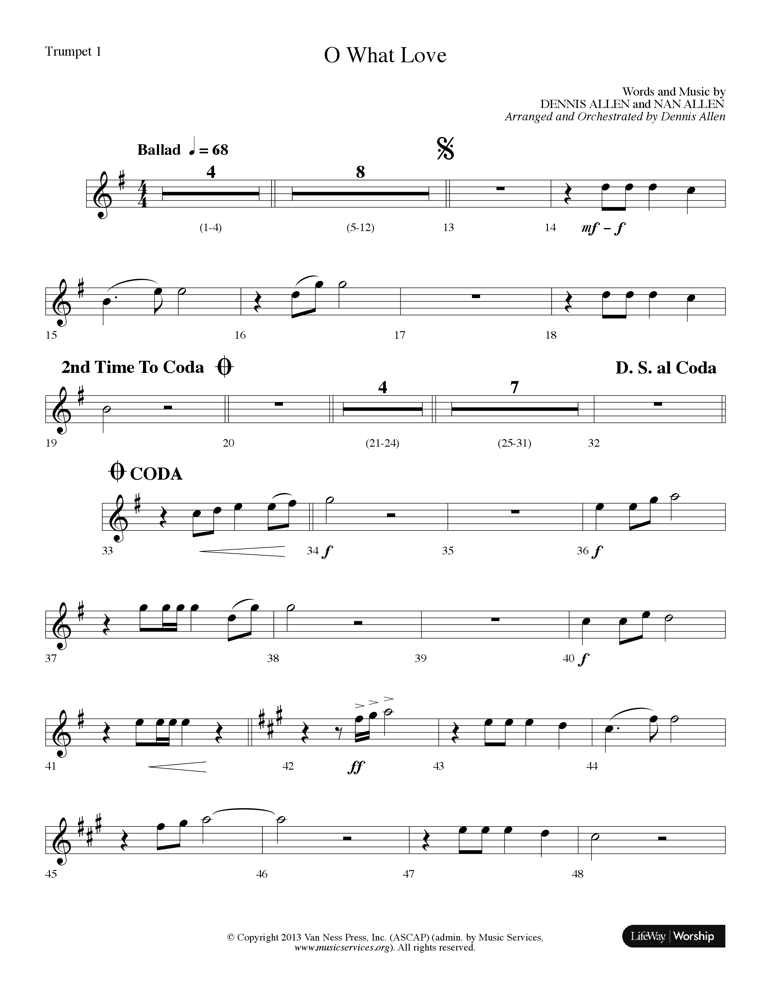 O What Love (Choral Anthem SATB) Trumpet 1 (Lifeway Choral / Arr. Dennis Allen)