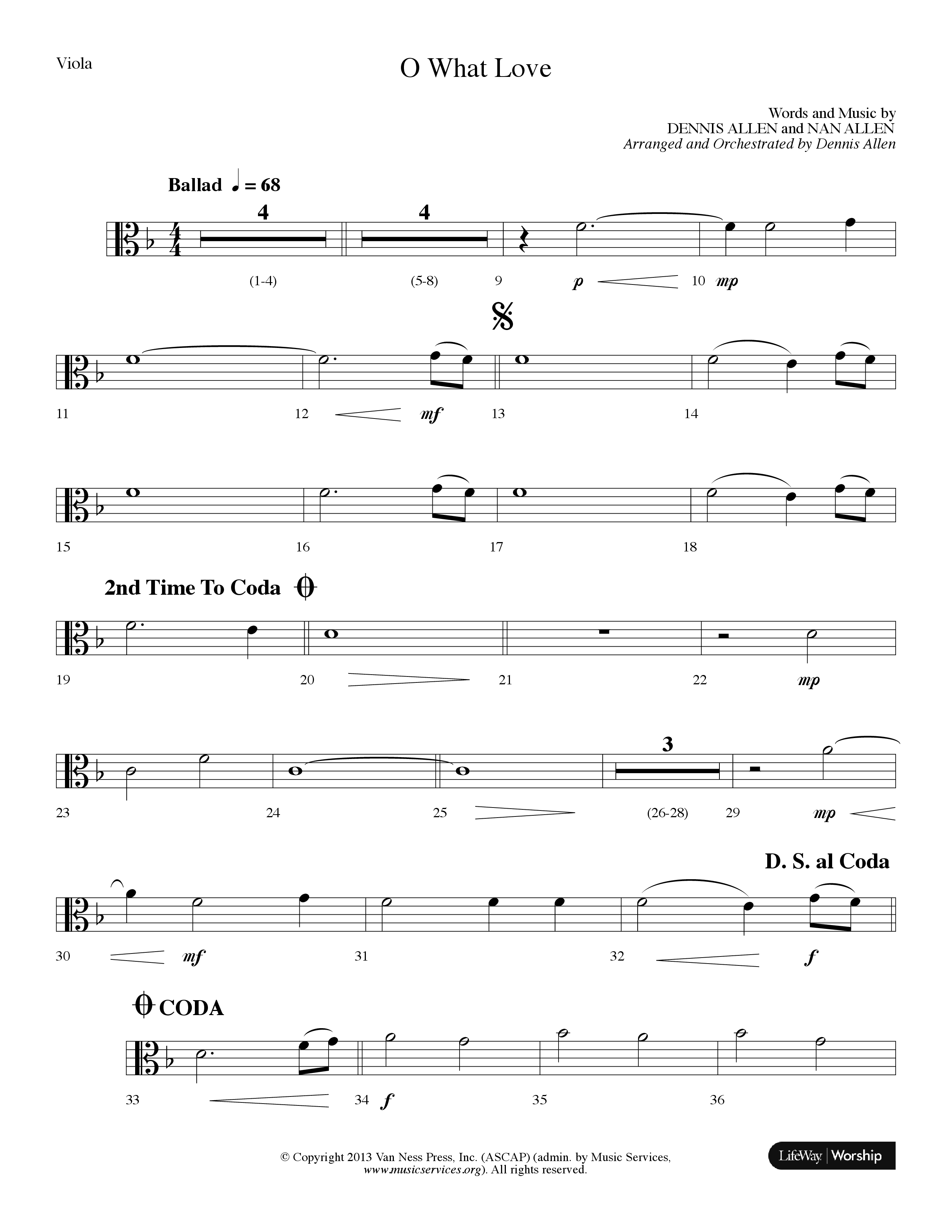 O What Love (Choral Anthem SATB) Viola (Lifeway Choral / Arr. Dennis Allen)