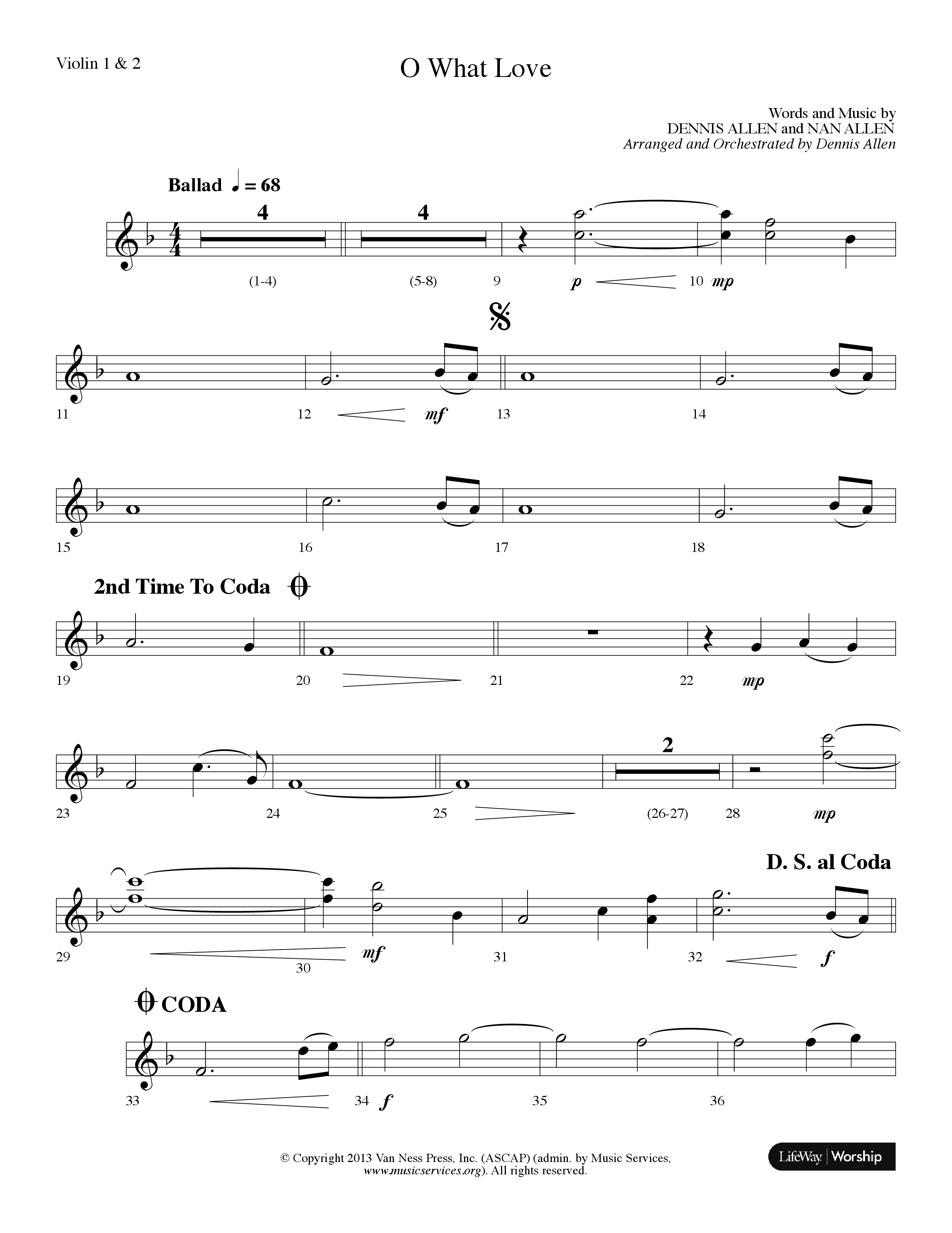 O What Love (Choral Anthem SATB) Violin 1/2 (Lifeway Choral / Arr. Dennis Allen)