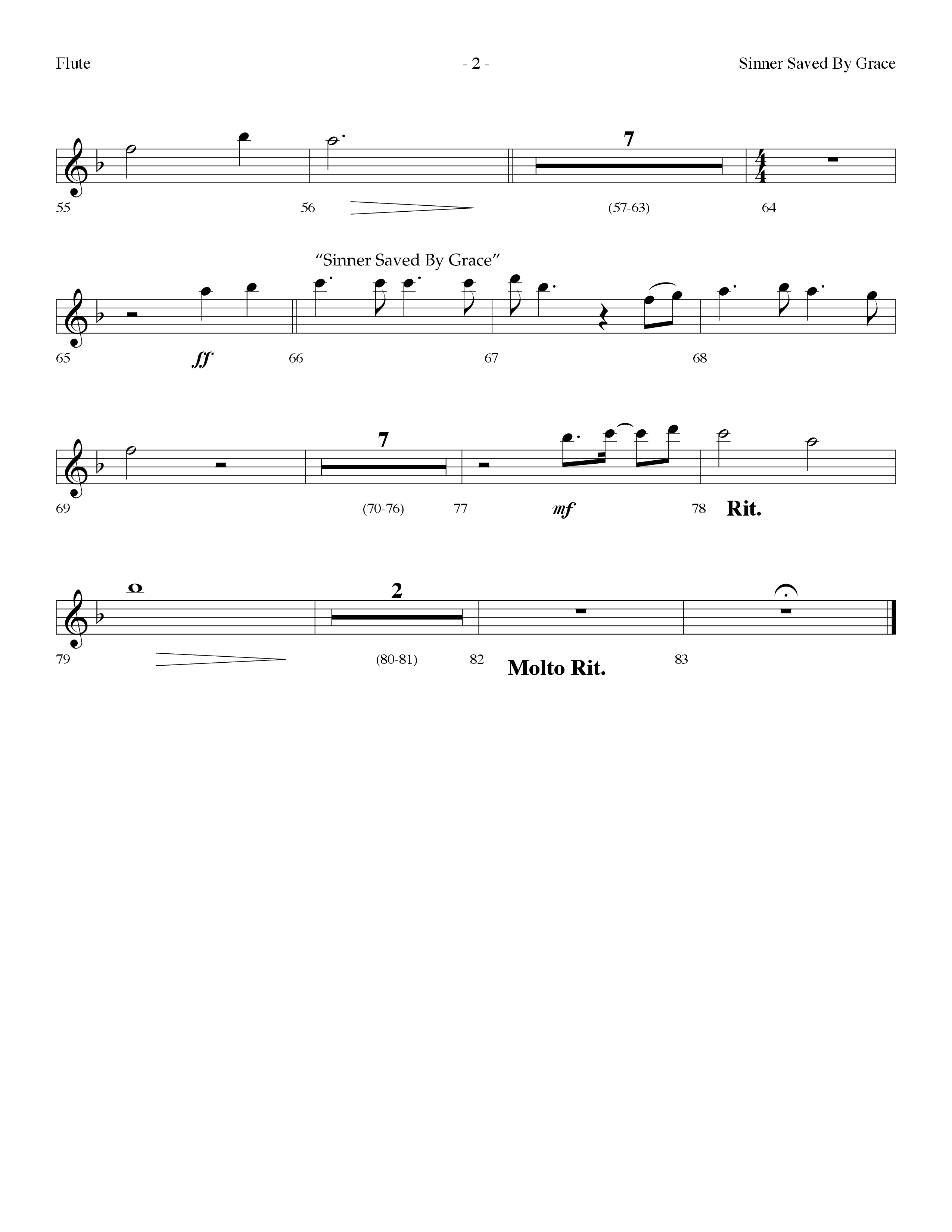 Sinner Saved By Grace (with Grace Greater Than Our Sin) (Choral Anthem SATB) Flute (Arr. Dennis Allen / Lifeway Choral)