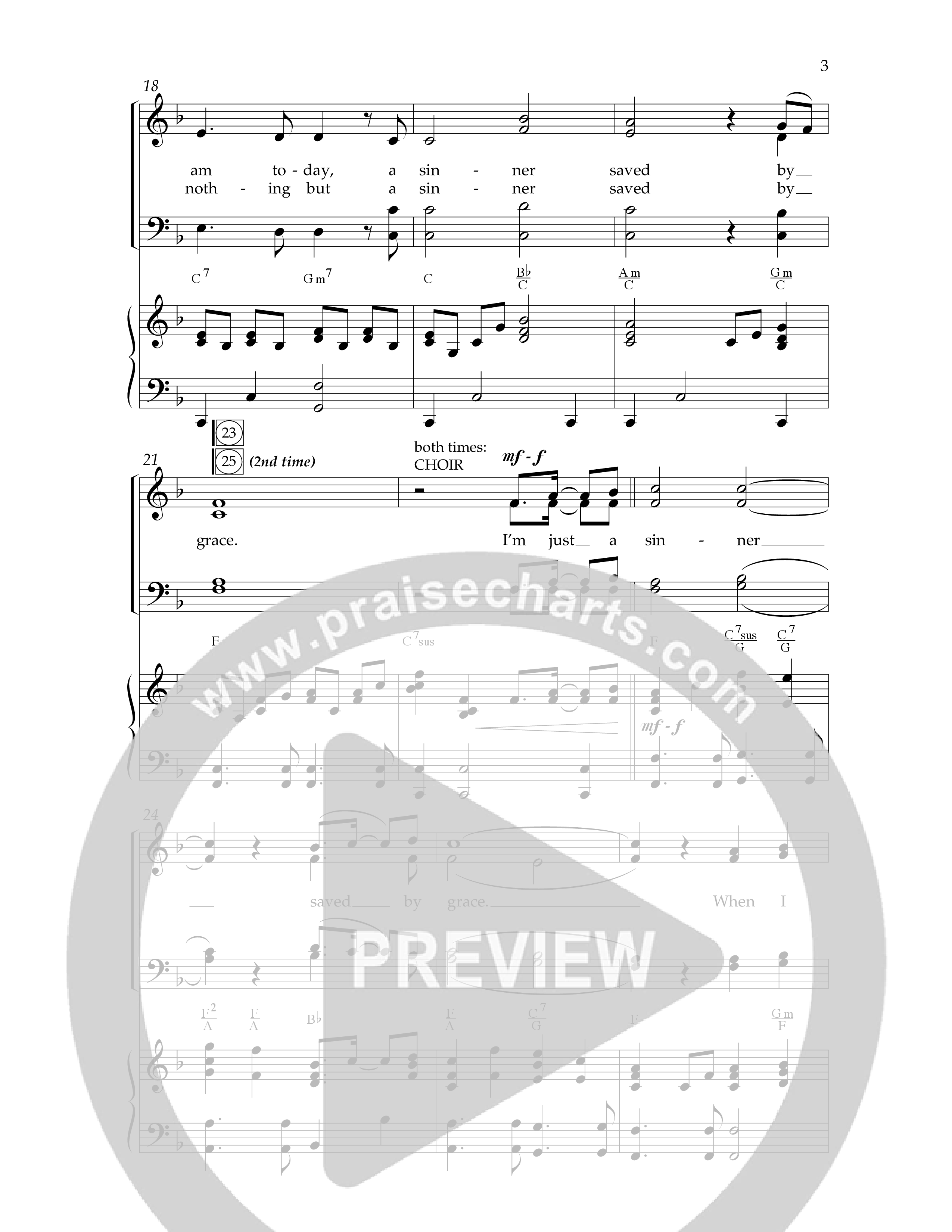 Sinner Saved By Grace (with Grace Greater Than Our Sin) (Choral Anthem SATB) Anthem (SATB/Piano) (Arr. Dennis Allen / Lifeway Choral)