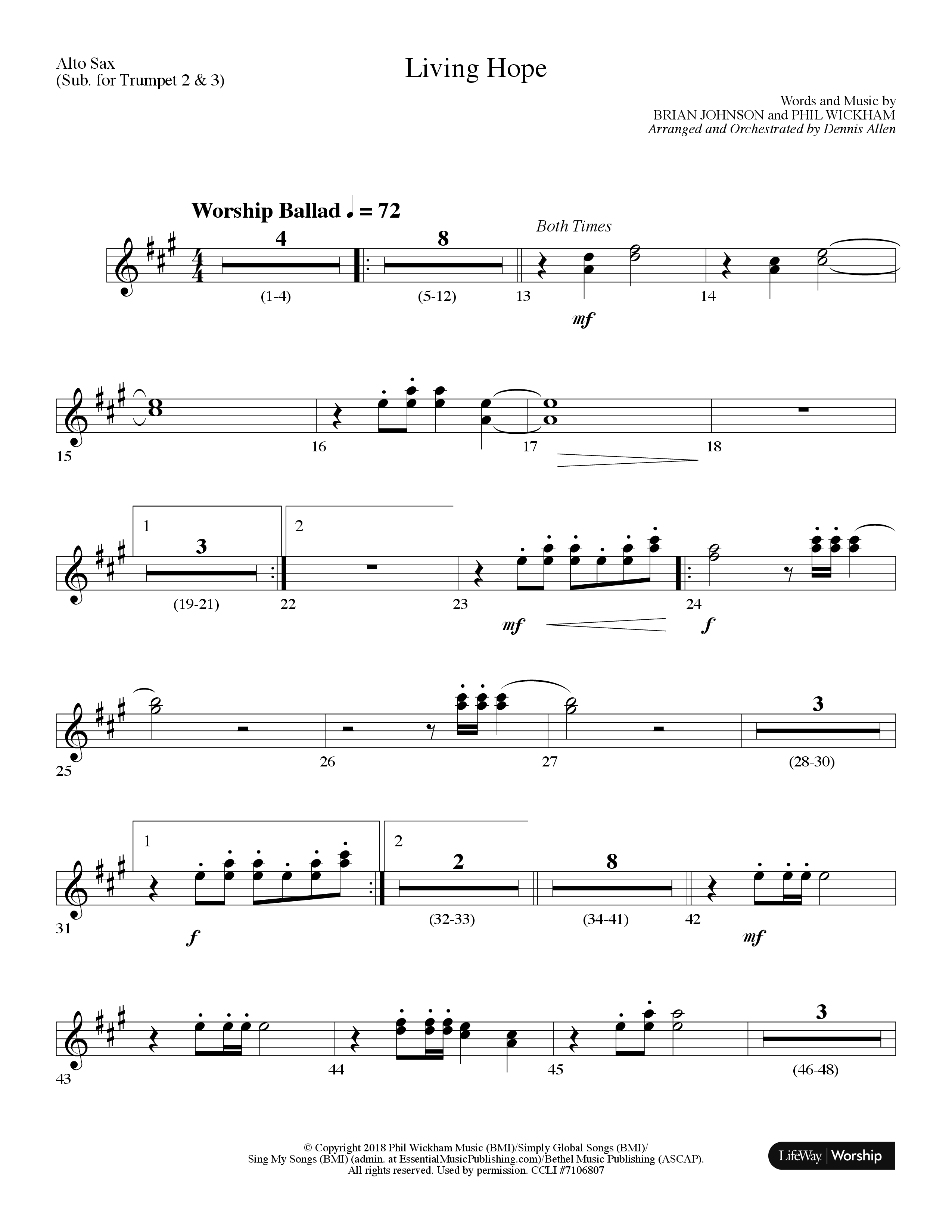 Living Hope (Choral Anthem SATB) Alto Sax (Lifeway Choral / Arr. Dennis Allen)