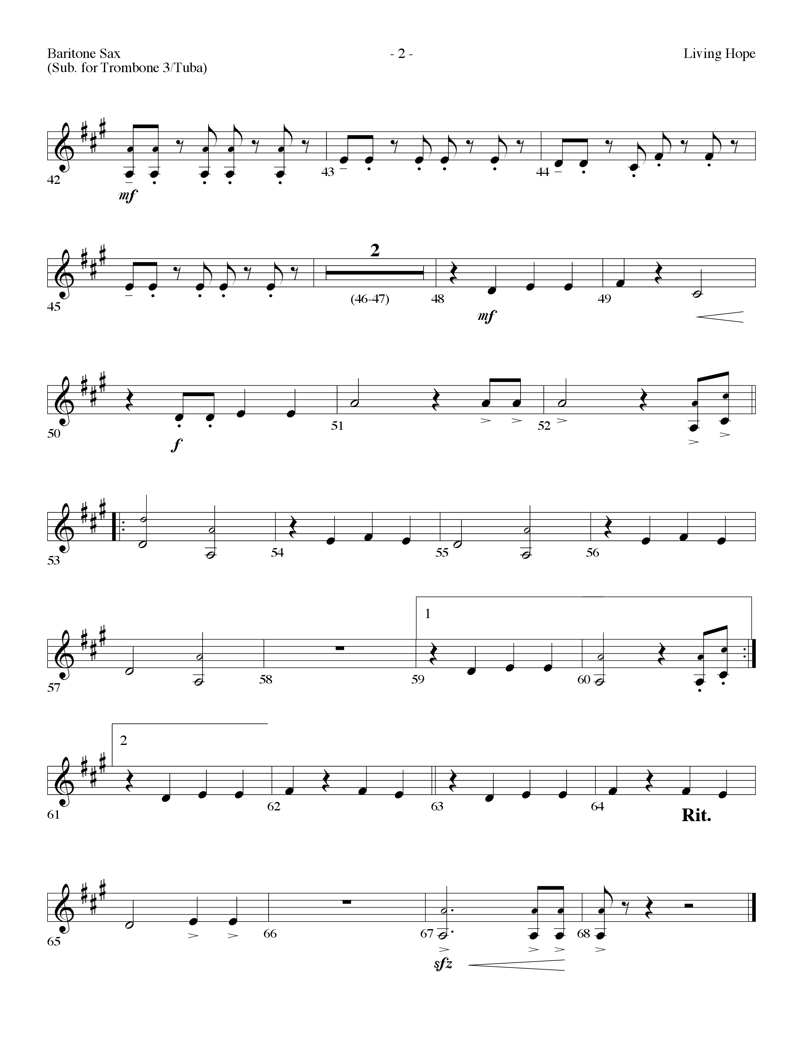 Living Hope (Choral Anthem SATB) Bari Sax (Lifeway Choral / Arr. Dennis Allen)