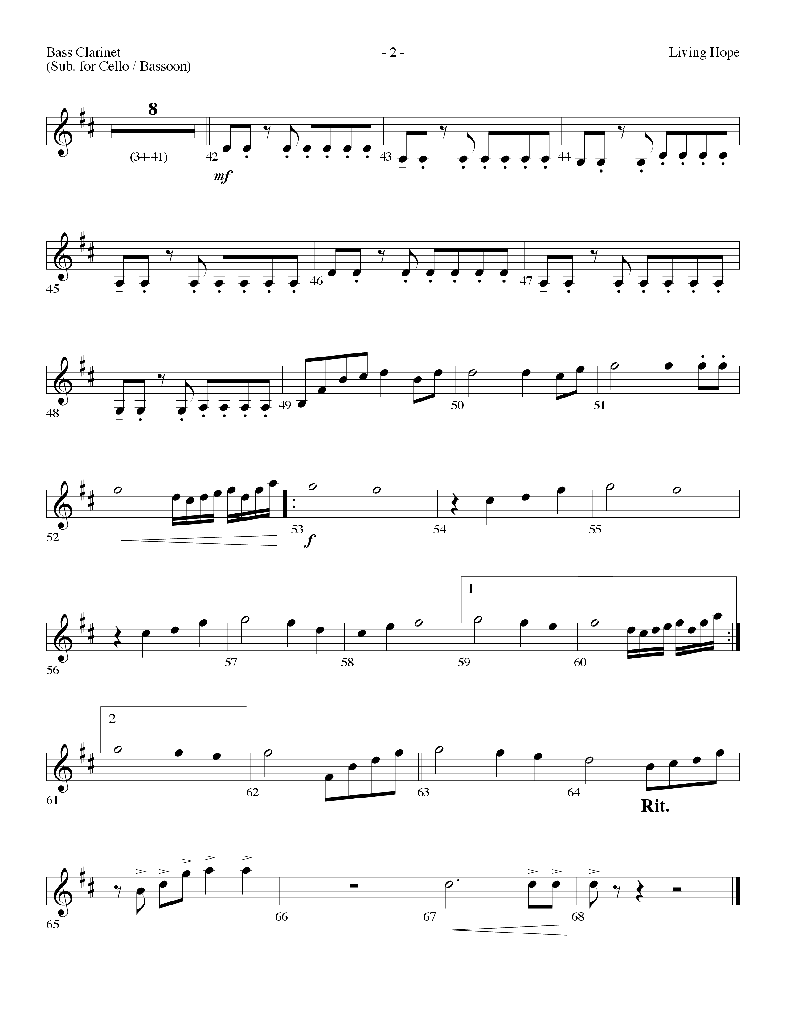 Living Hope (Choral Anthem SATB) Bass Clarinet (Lifeway Choral / Arr. Dennis Allen)