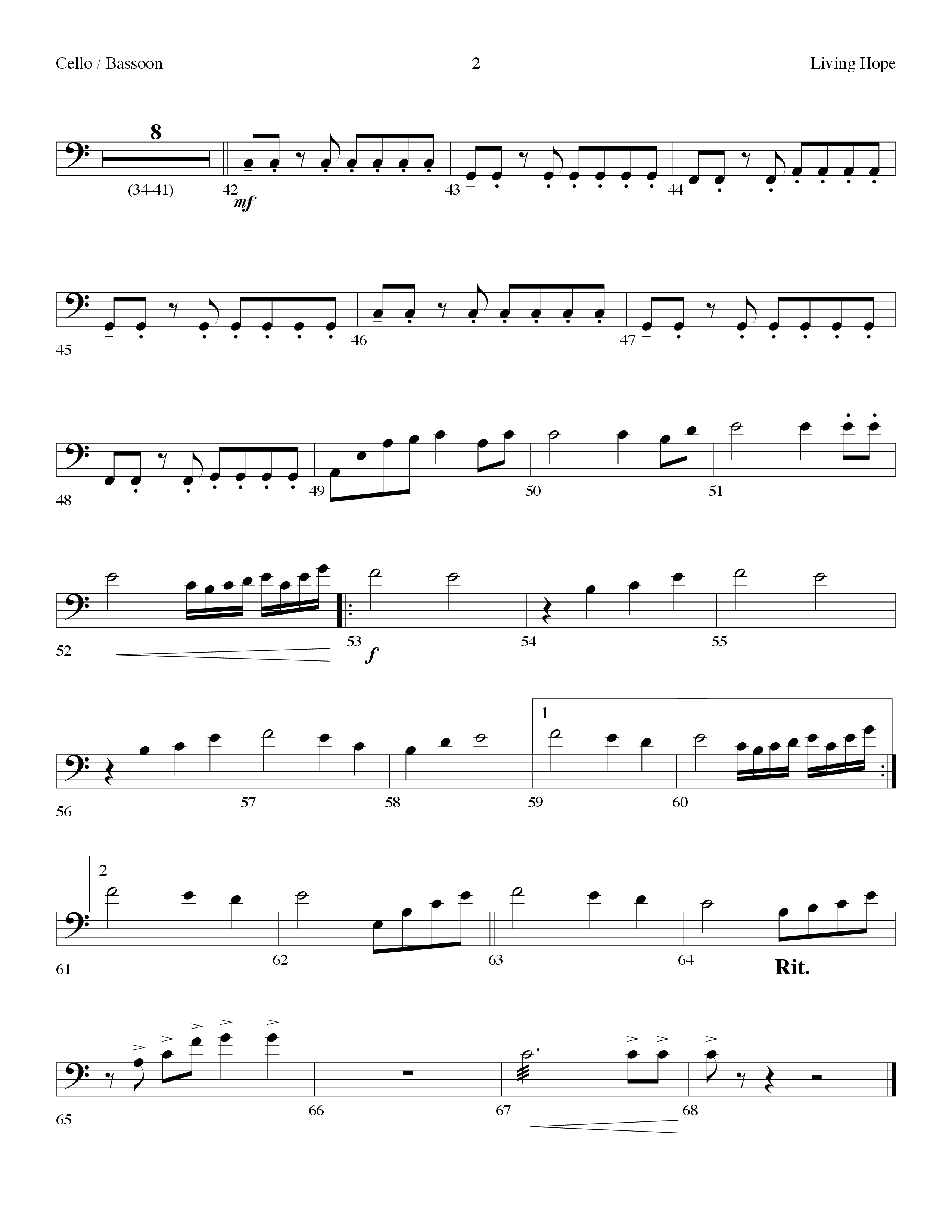Living Hope (Choral Anthem SATB) Cello (Lifeway Choral / Arr. Dennis Allen)